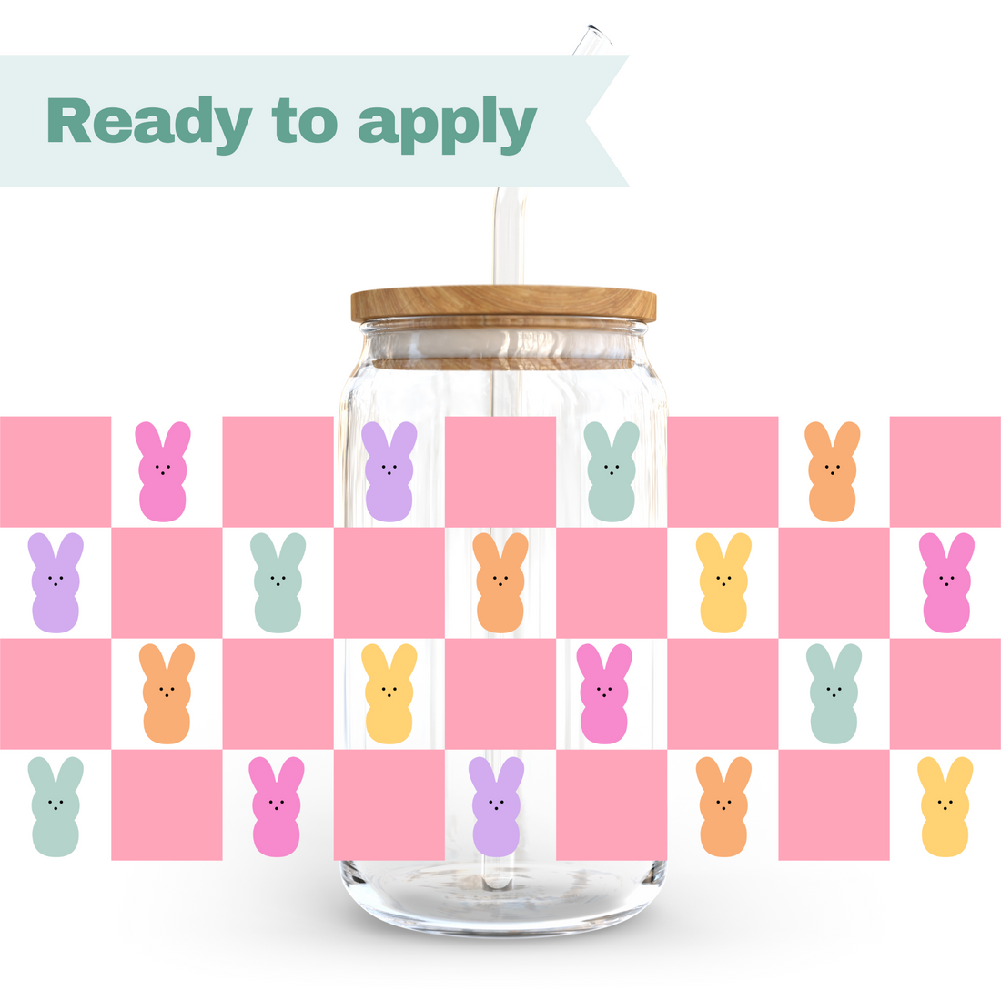 Easter bunny checkered - 16oz UVDTF cup wrap