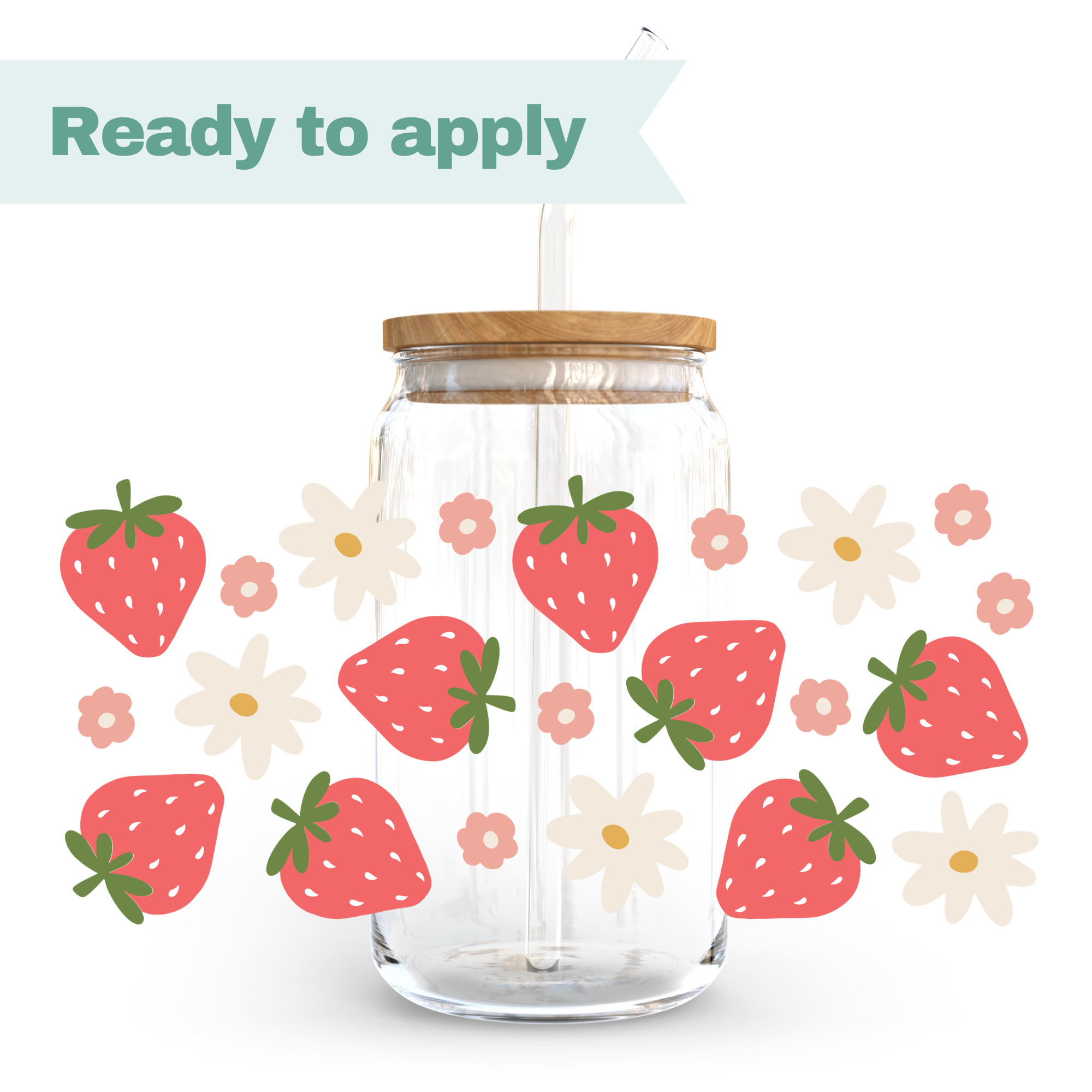 Floral Strawberry - 16oz UVDTF cup wrap