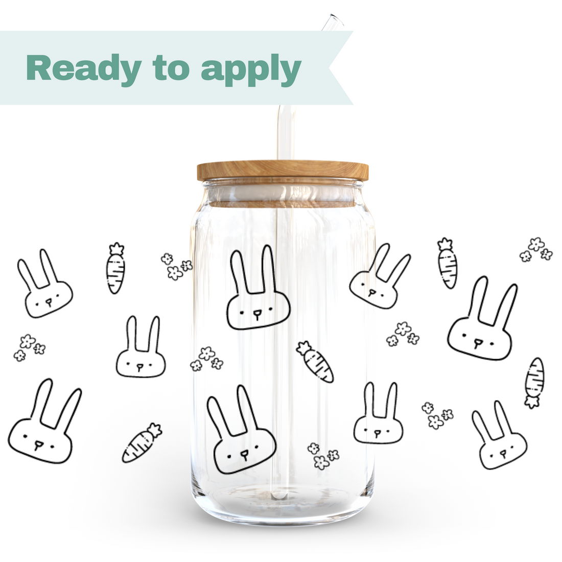 Minimal Bunny - 16oz UVDTF cup wrap