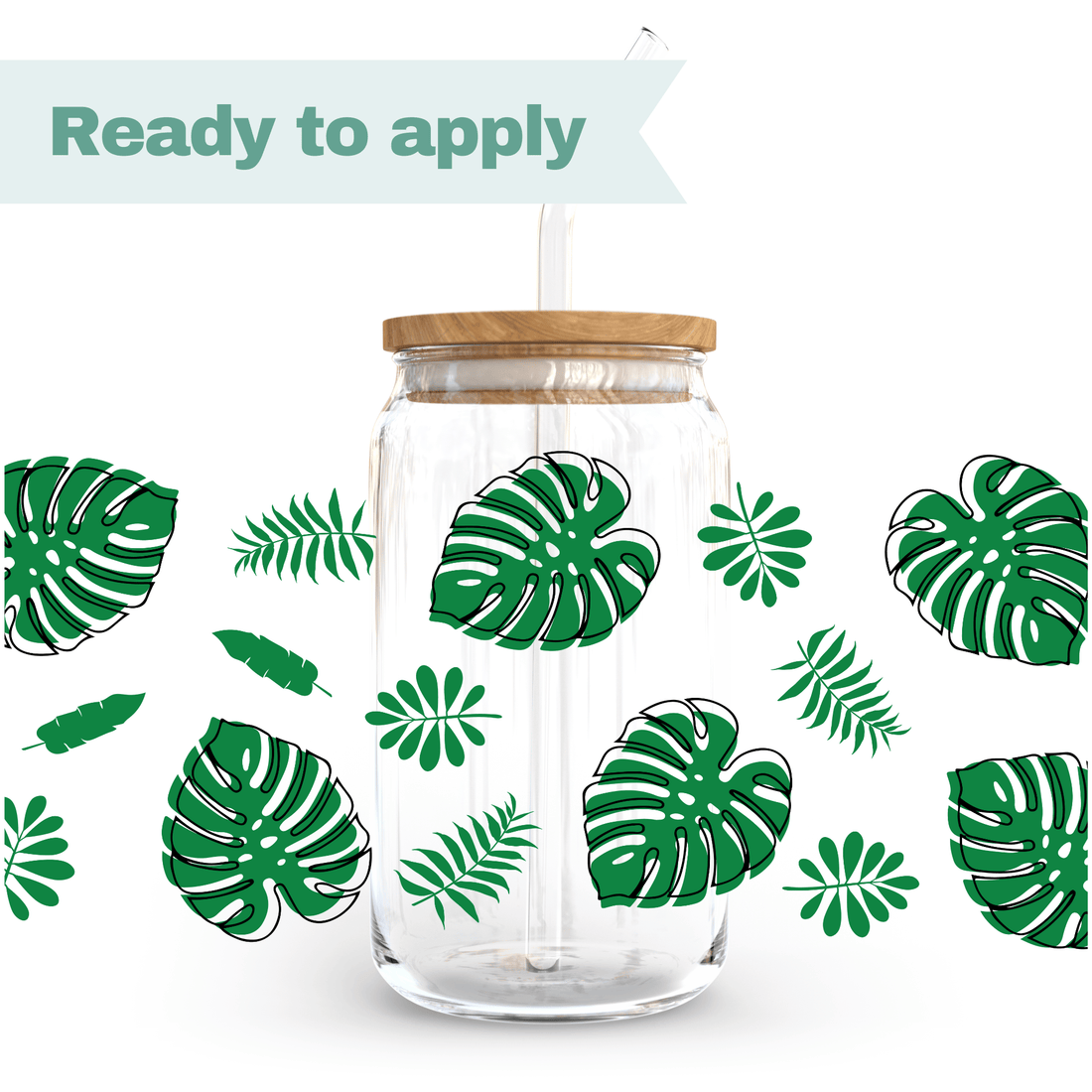 Tropical leaves - 16oz UVDTF cup wrap