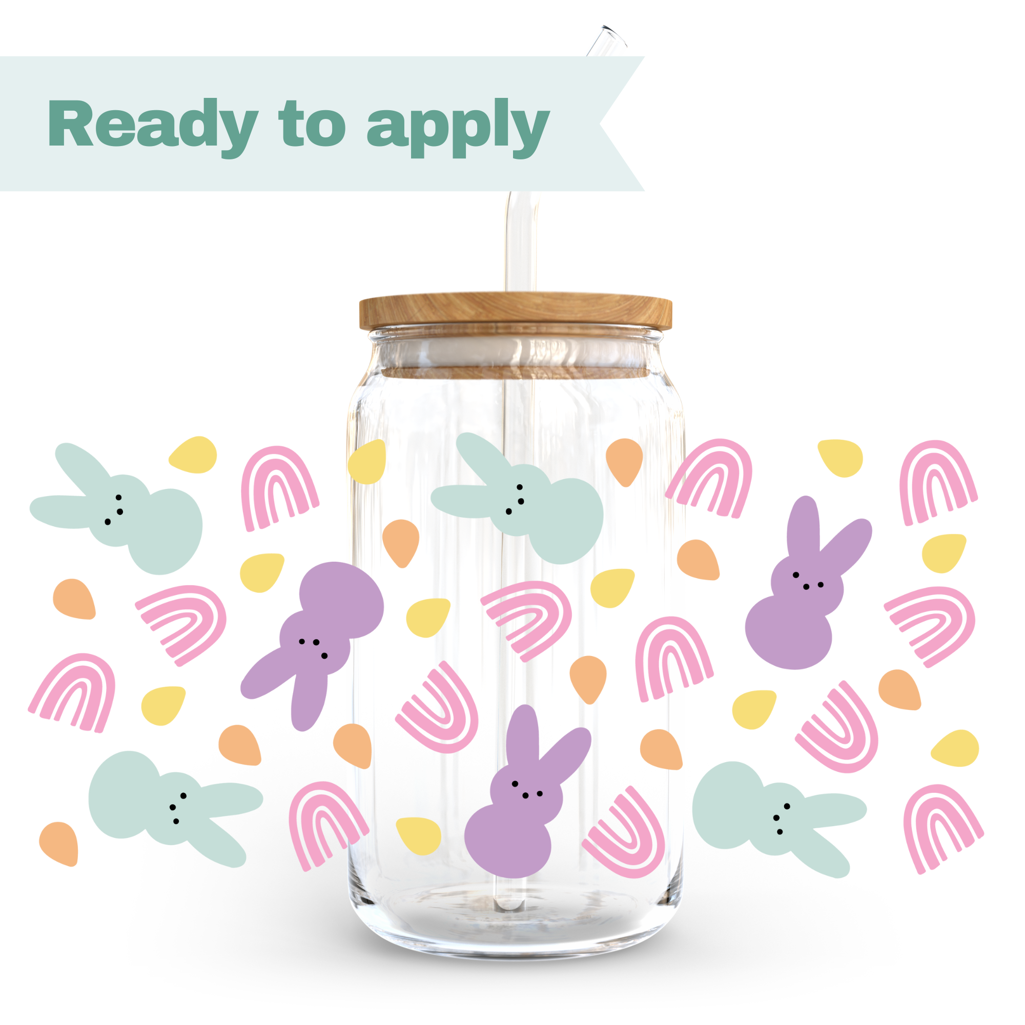 Easter Bunny Rainbows - 16oz UVDTF cup wrap