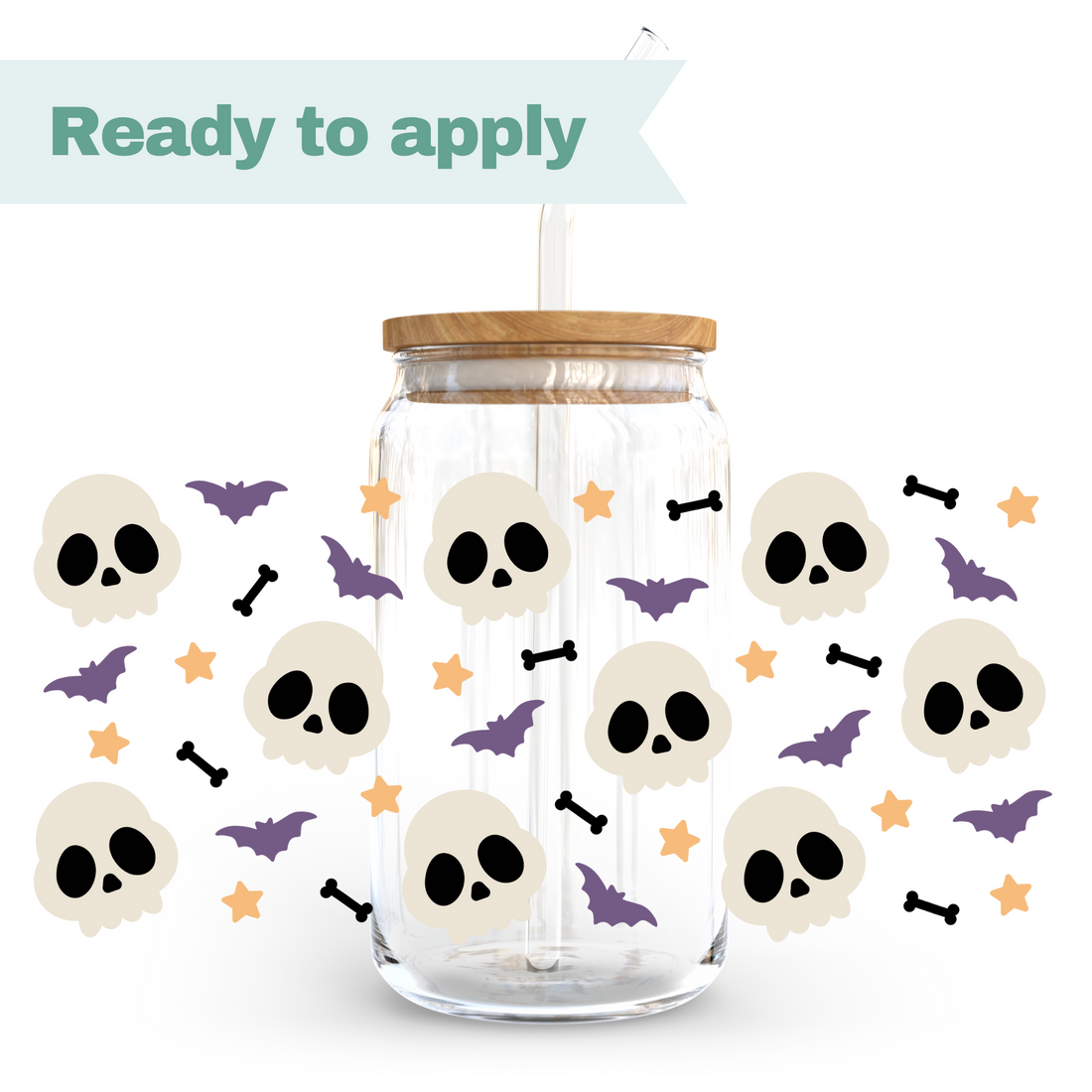 Cute Spooky Skulls - 16oz UVDTF cup wrap