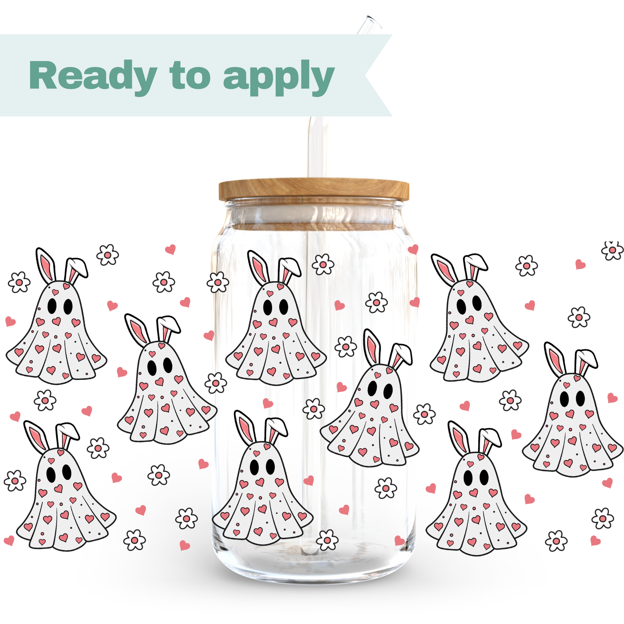 Ghost Bunny - 16oz UVDTF cup wrap