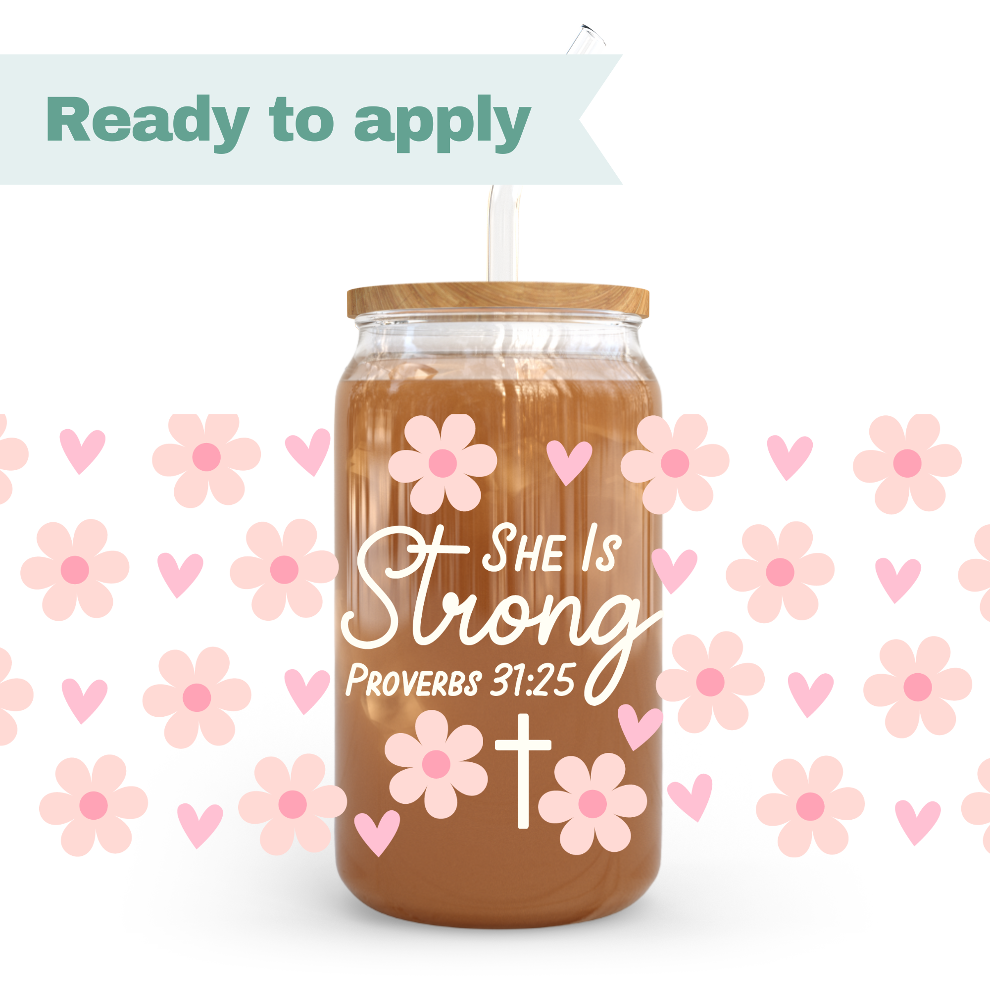 Christian She is Strong - 16oz UVDTF cup wrap