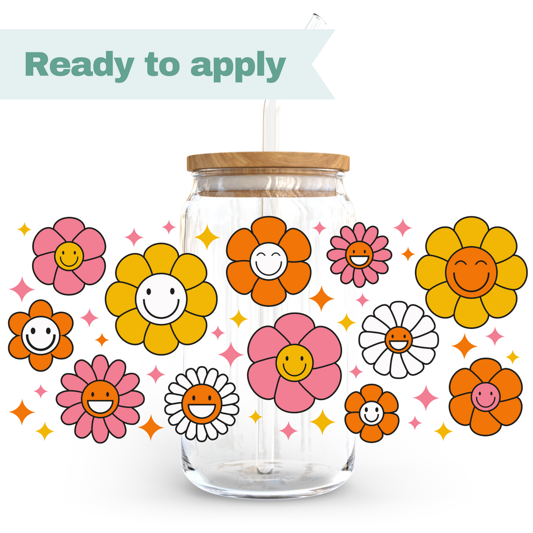 Smiley Daisies - 16oz UVDTF cup wrap