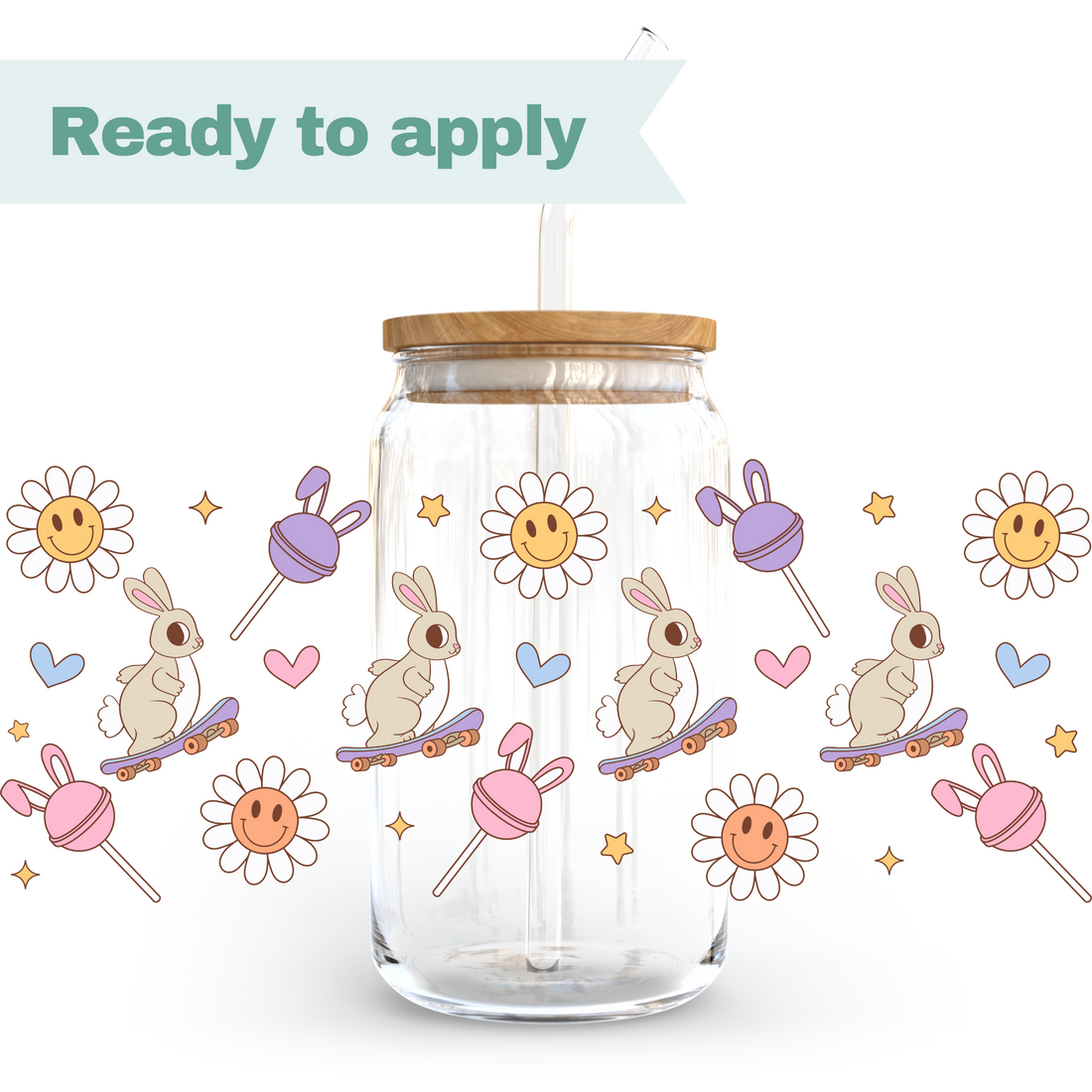 Easter Bunny Faces - 16oz UVDTF cup wrap