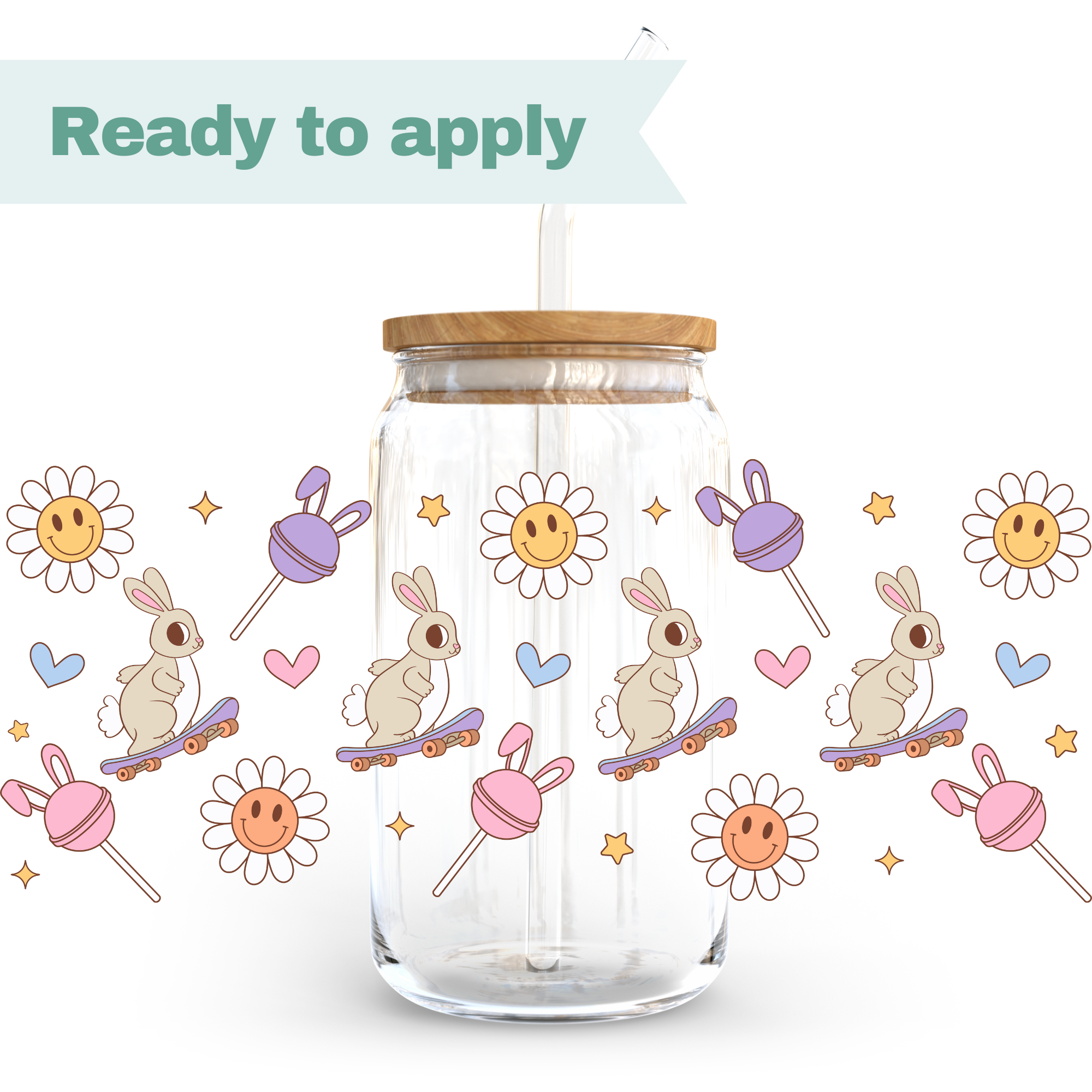 Easter Bunny Faces - 16oz UVDTF cup wrap