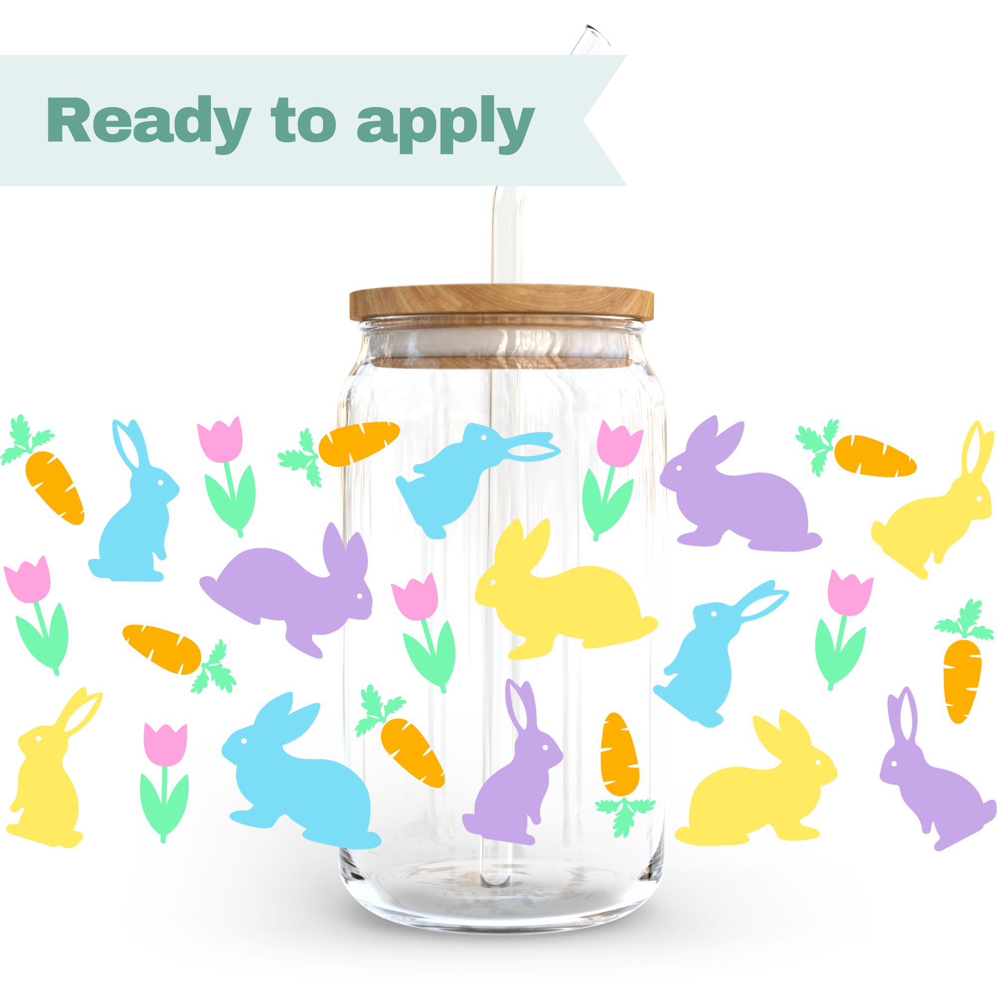 Colourful Bunny Fun - 16oz UVDTF cup wrap