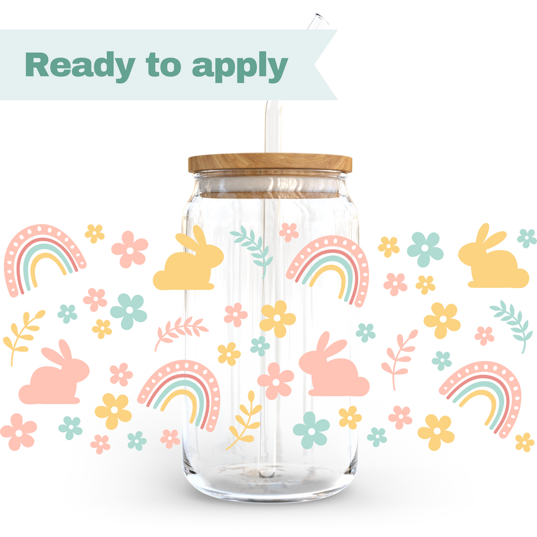 Rainbow Bunny - 16oz UVDTF cup wrap