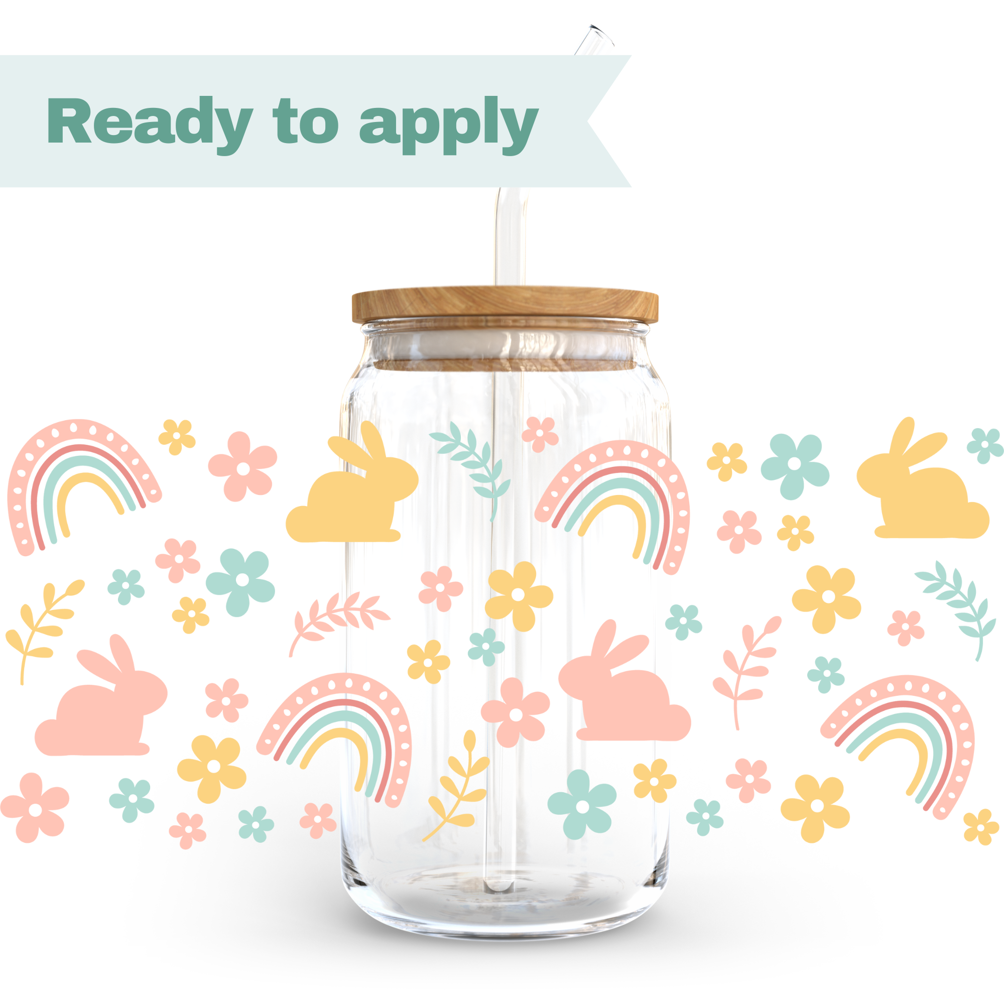 Rainbow Bunny - 16oz UVDTF cup wrap