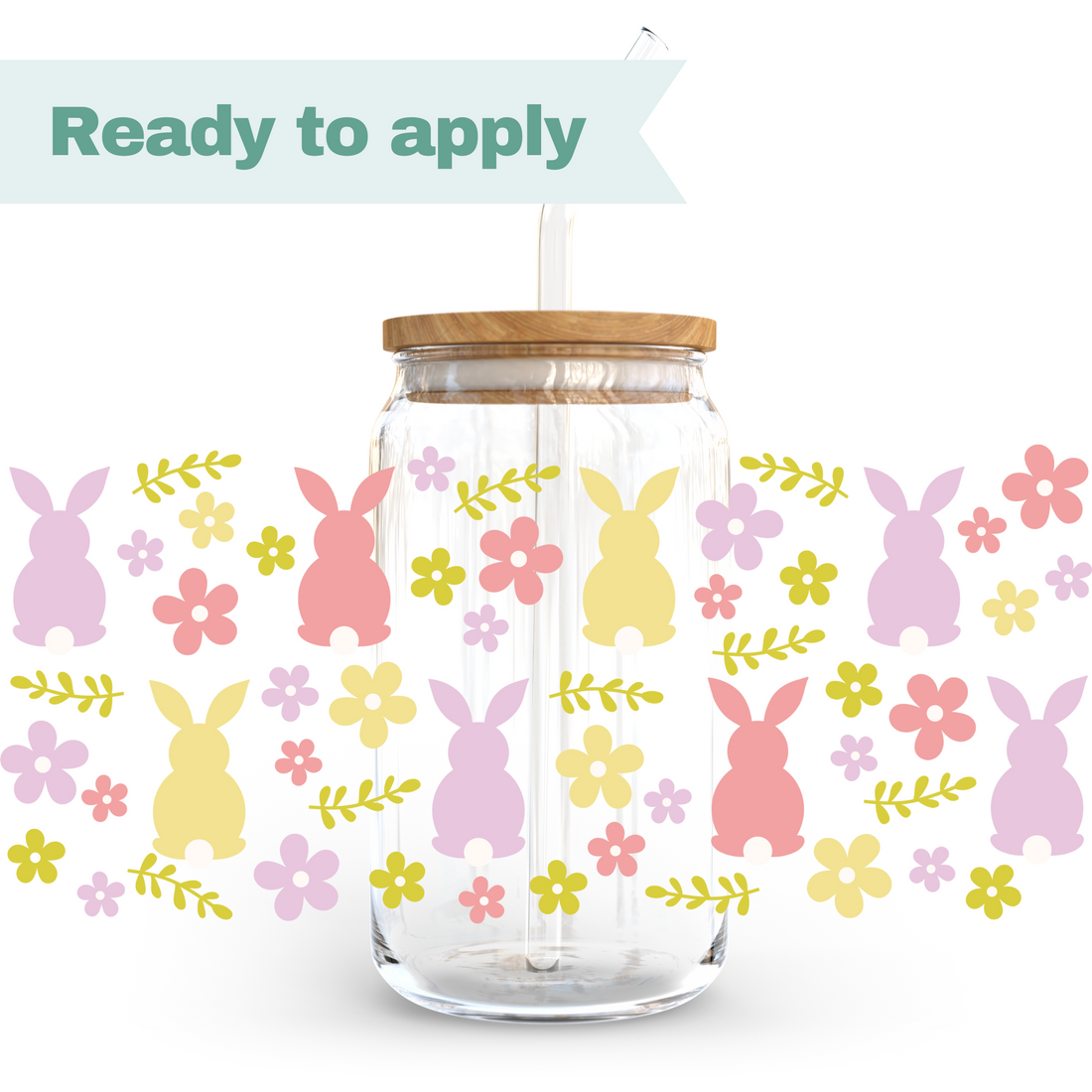 Pastel Bunny Blooms - 16oz UVDTF cup wrap