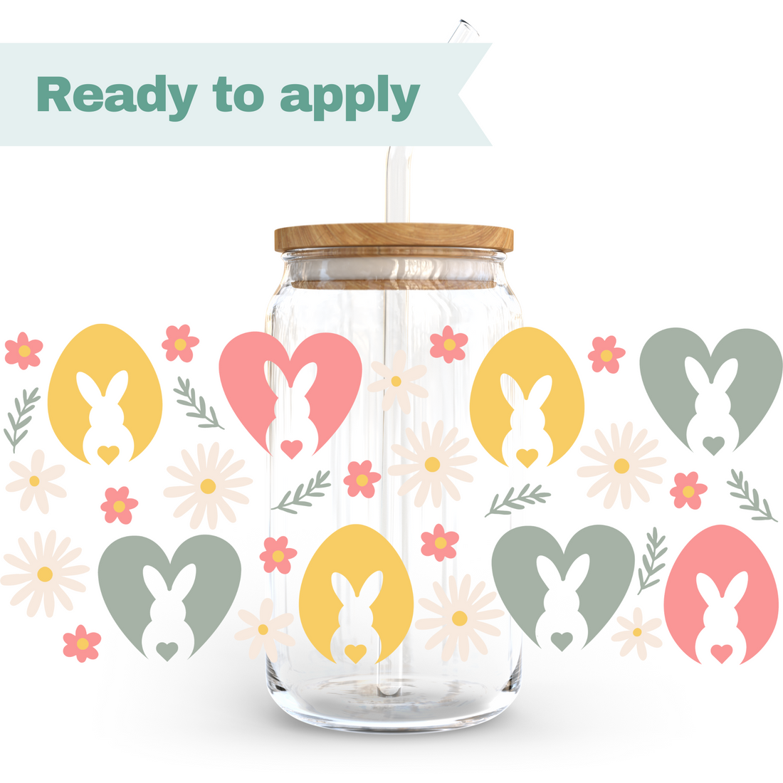 Bunny Heart Eggs - 16oz UVDTF cup wrap