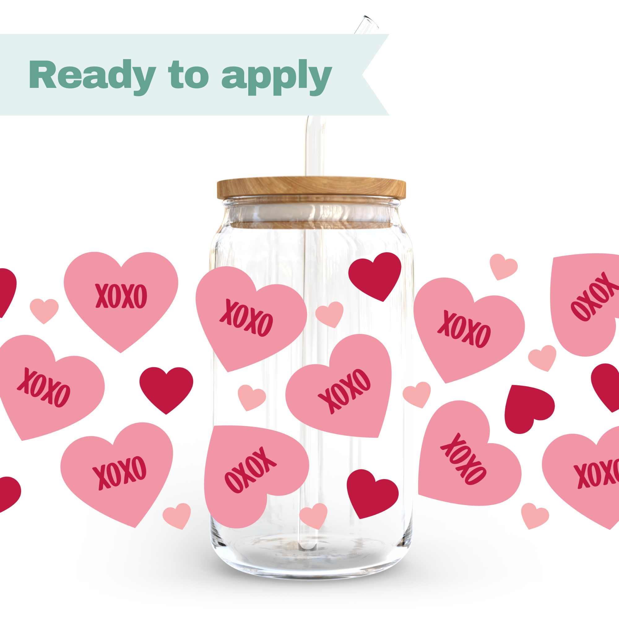 XOXO Hearts - 16oz UVDTF cup wrap