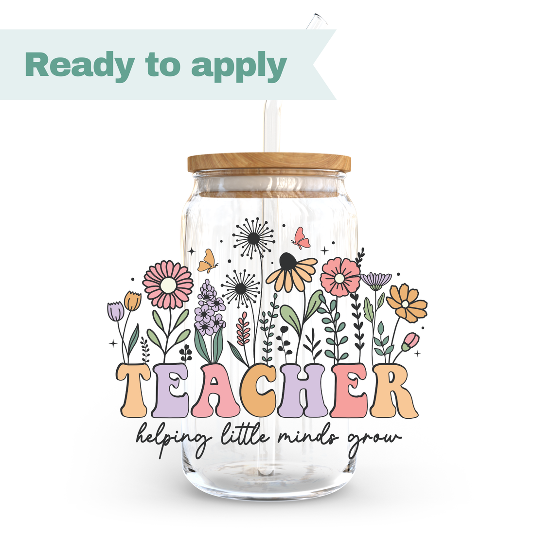 Retro Flower Teacher - 16oz UVDTF cup wrap