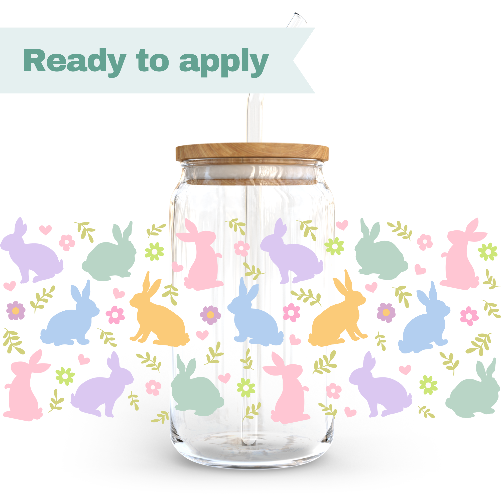 Easter Colourful Bunny - 16oz UVDTF cup wrap