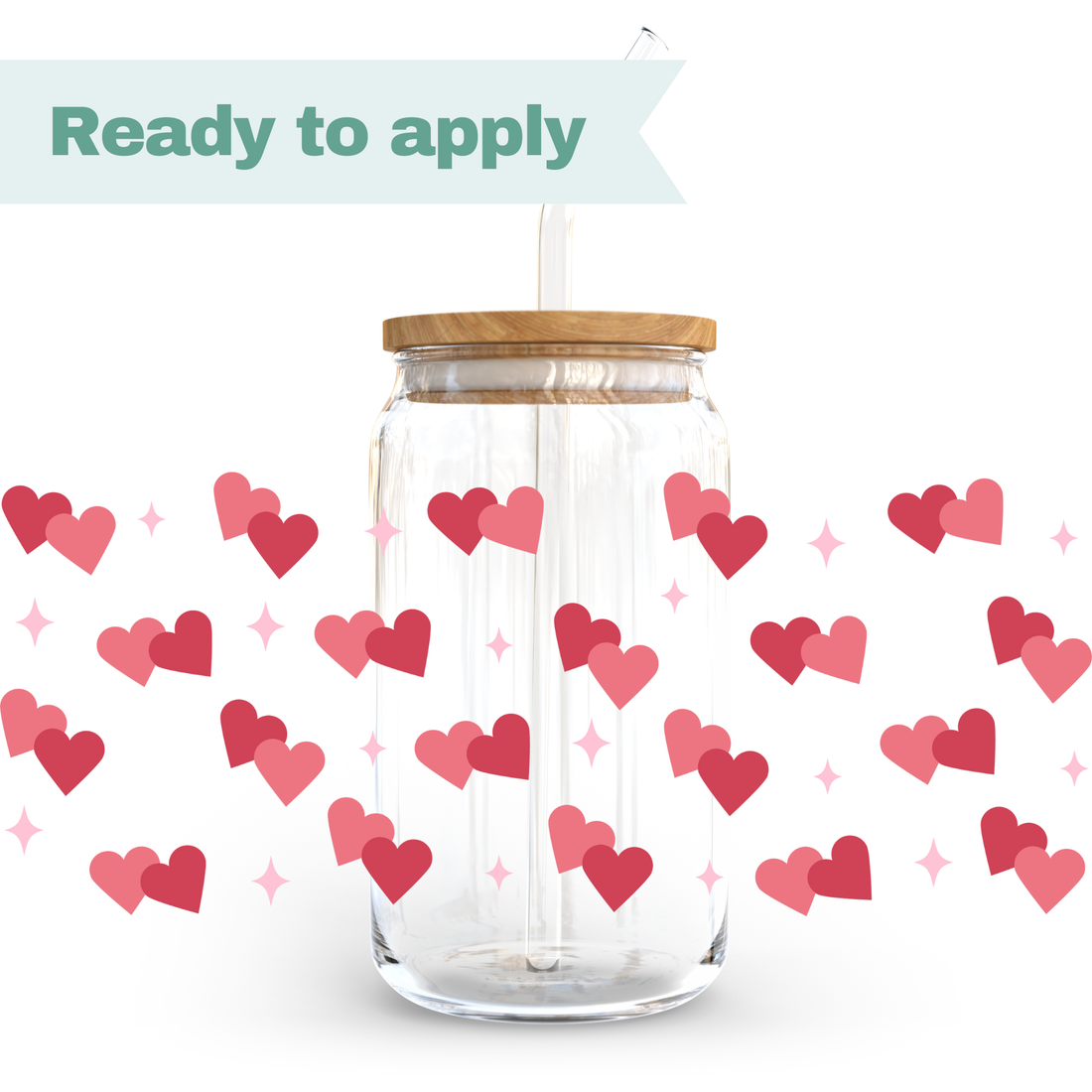 Sparkle Hearts - 16oz UVDTF cup wrap