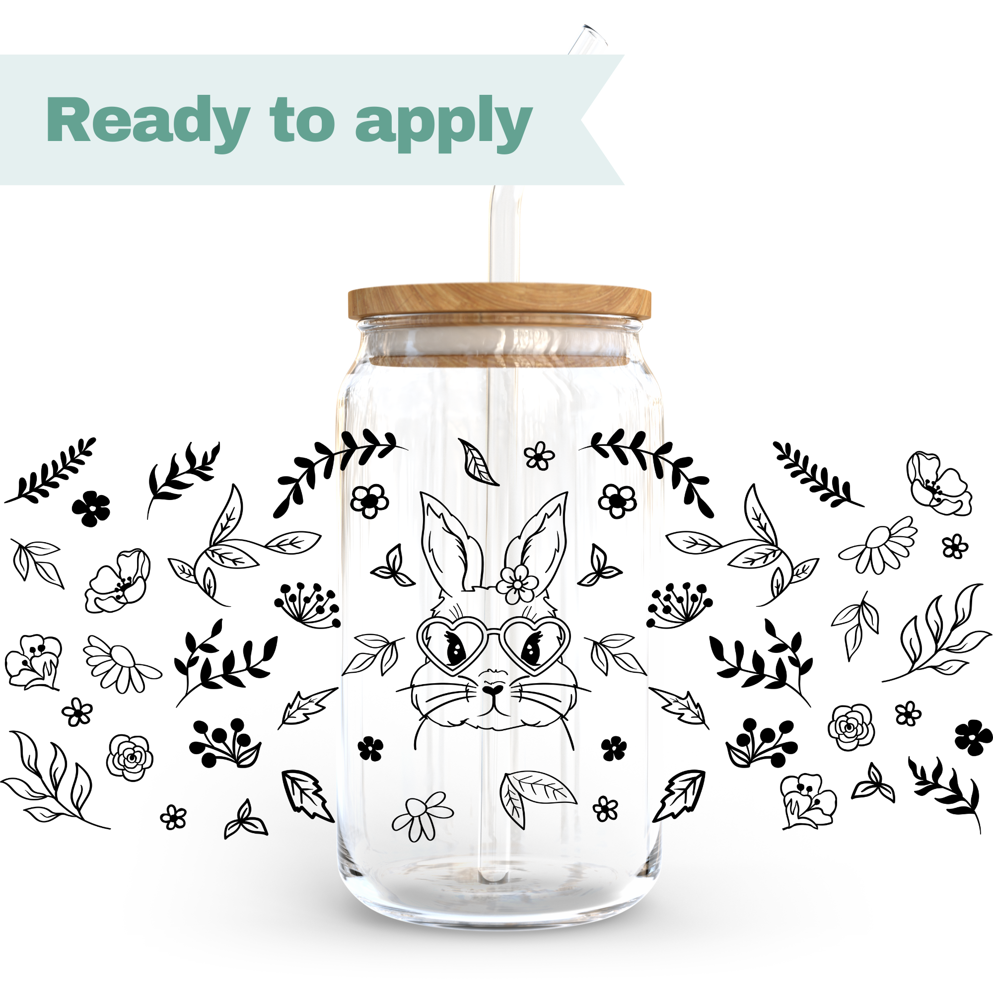 Easter Bunny Sketch - 16oz UVDTF cup wrap