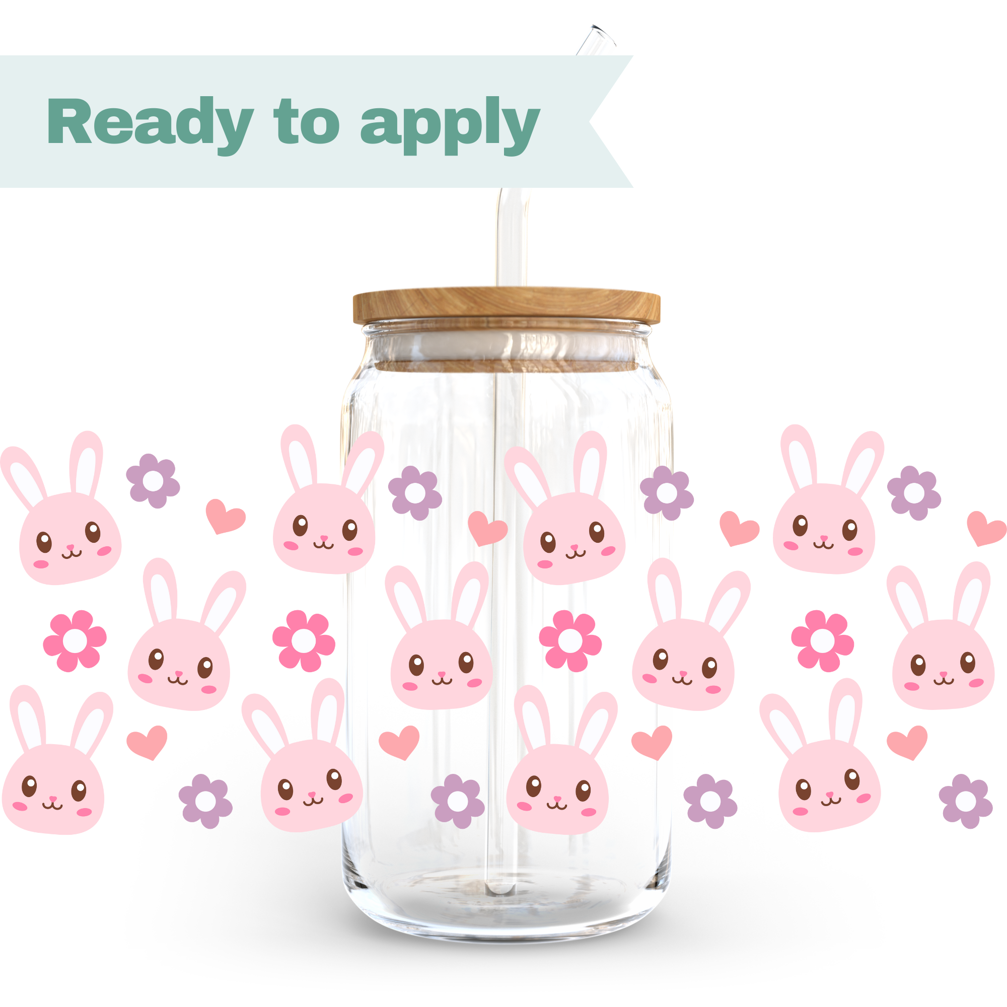 Easter Bunny Faces - 16oz UVDTF cup wrap