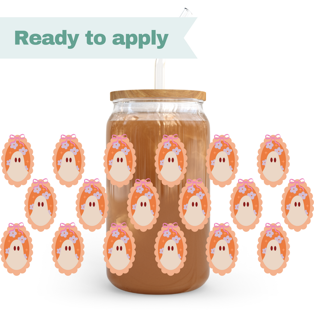 Halloween Cameo Ghosts - 16oz UVDTF cup wrap