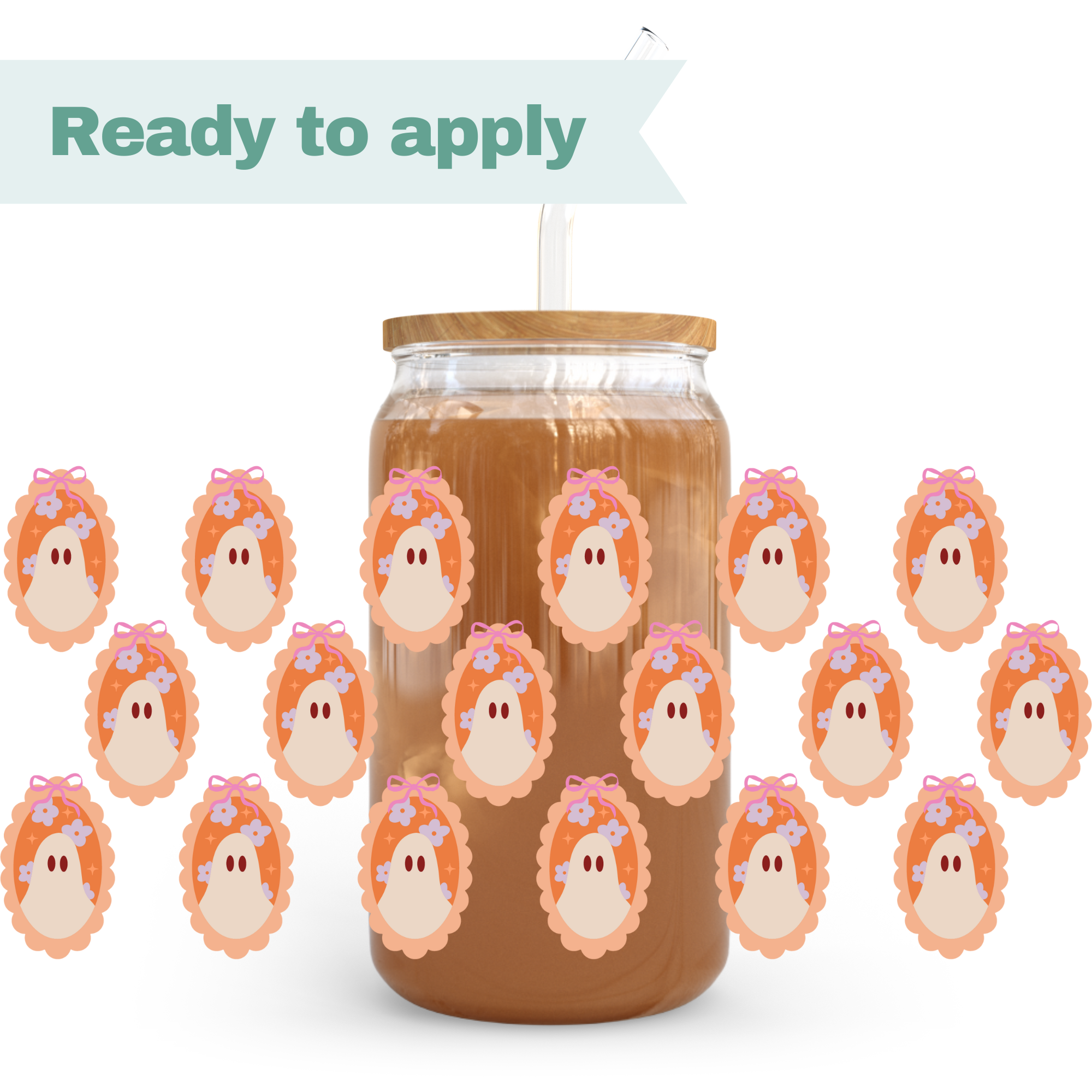 Halloween Cameo Ghosts - 16oz UVDTF cup wrap