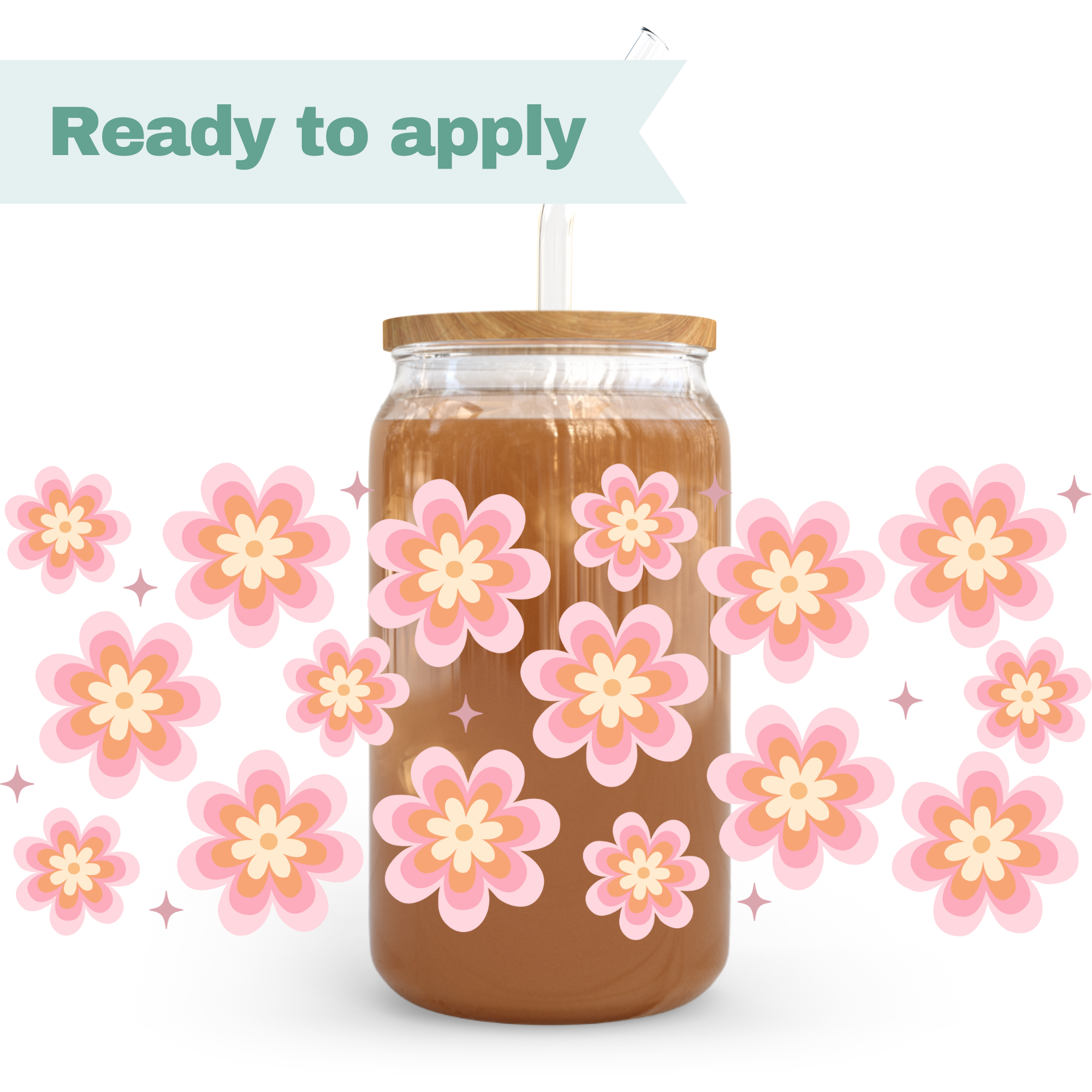 Retro Flowers - 16oz UVDTF cup wrap