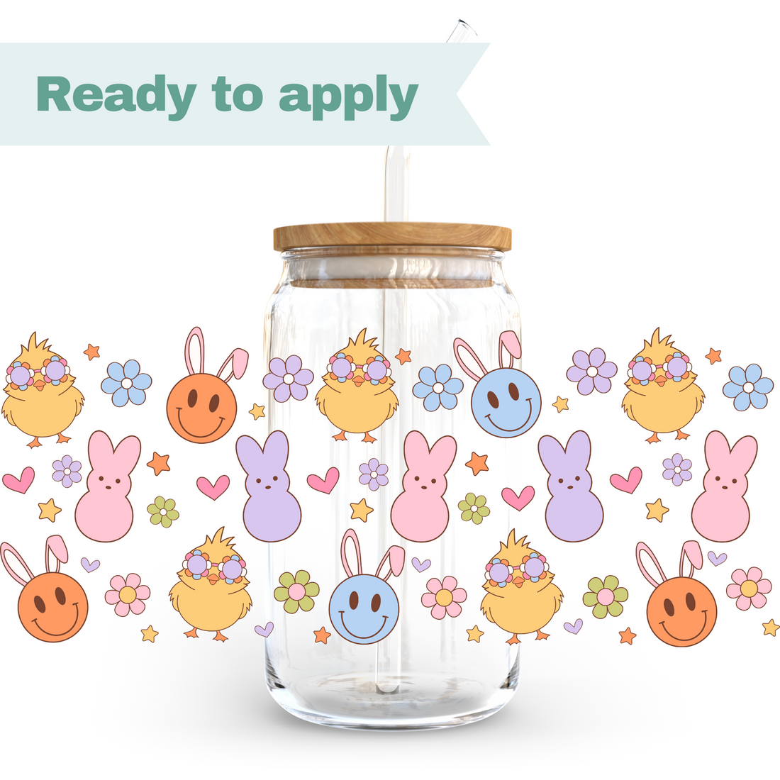 Easter Bunny and Chicks - 16oz UVDTF cup wrap