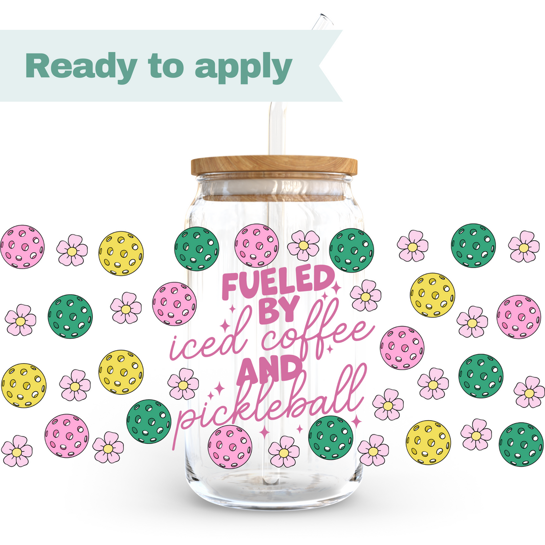 Pickleball (pink text) - 16oz UVDTF cup wrap