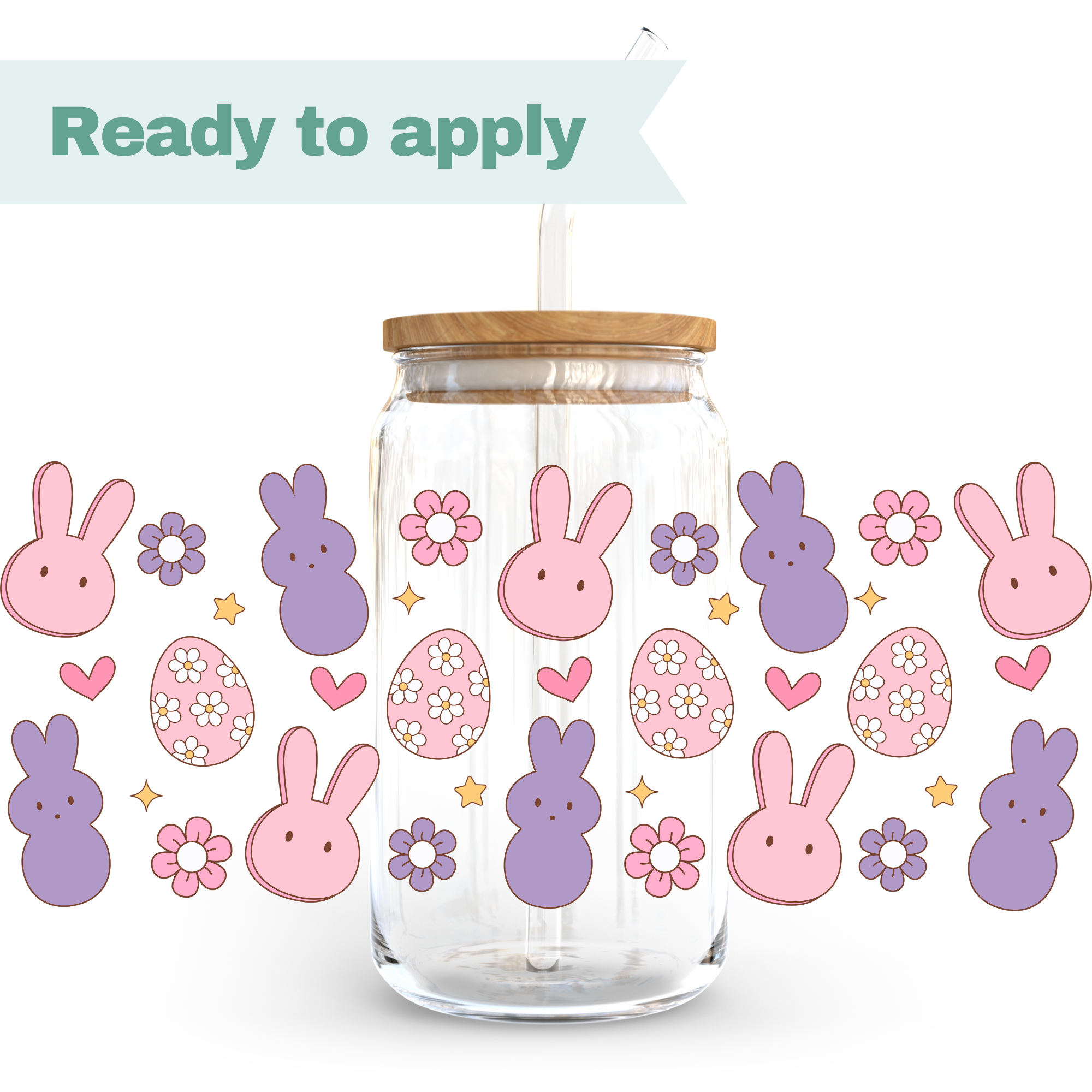 Easter Bunny Eggs - 16oz UVDTF cup wrap