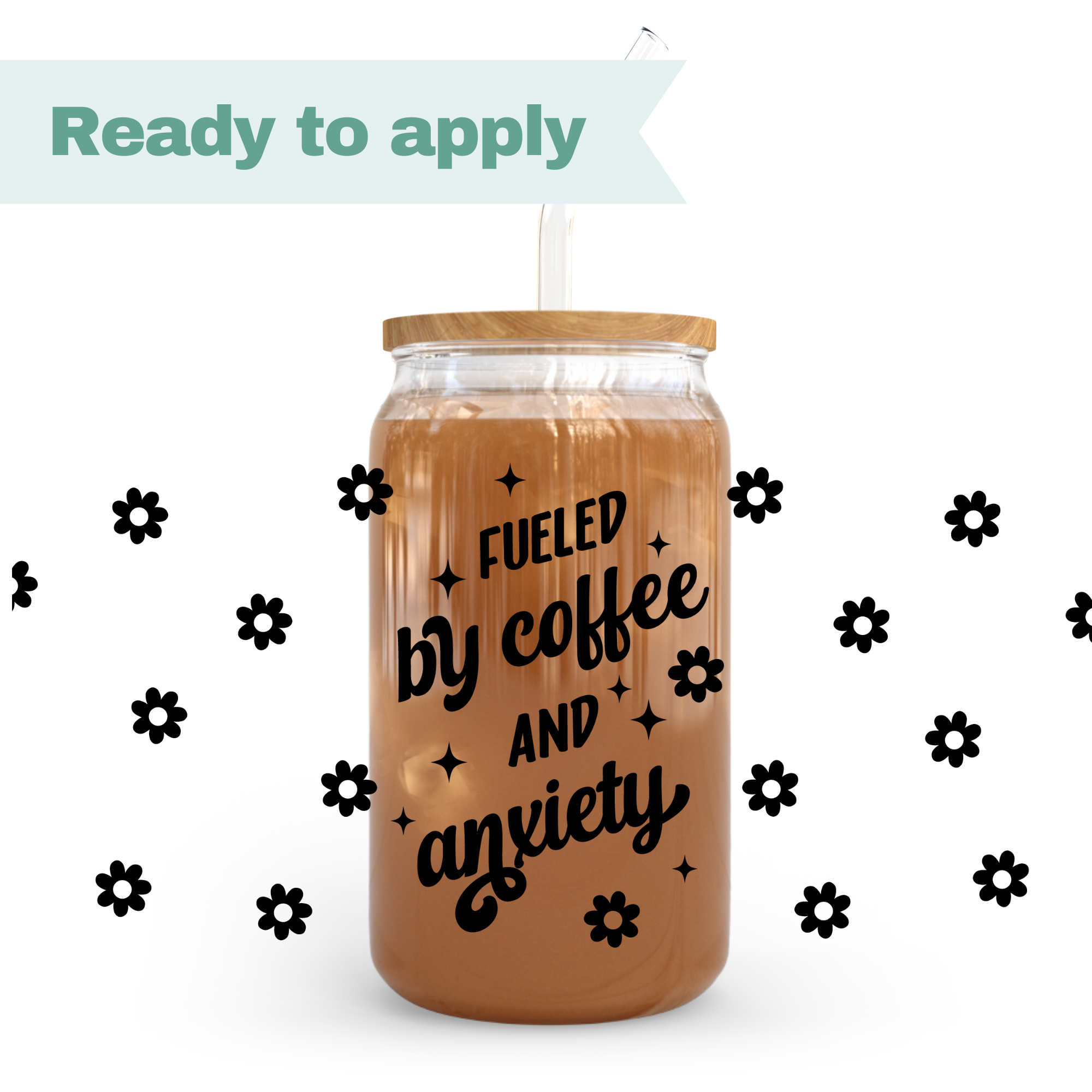 Fueled by coffee and anxiety - 16oz UVDTF cup wrap