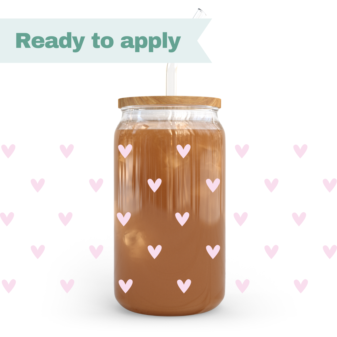 Pink Hearts - 16oz UVDTF cup wrap