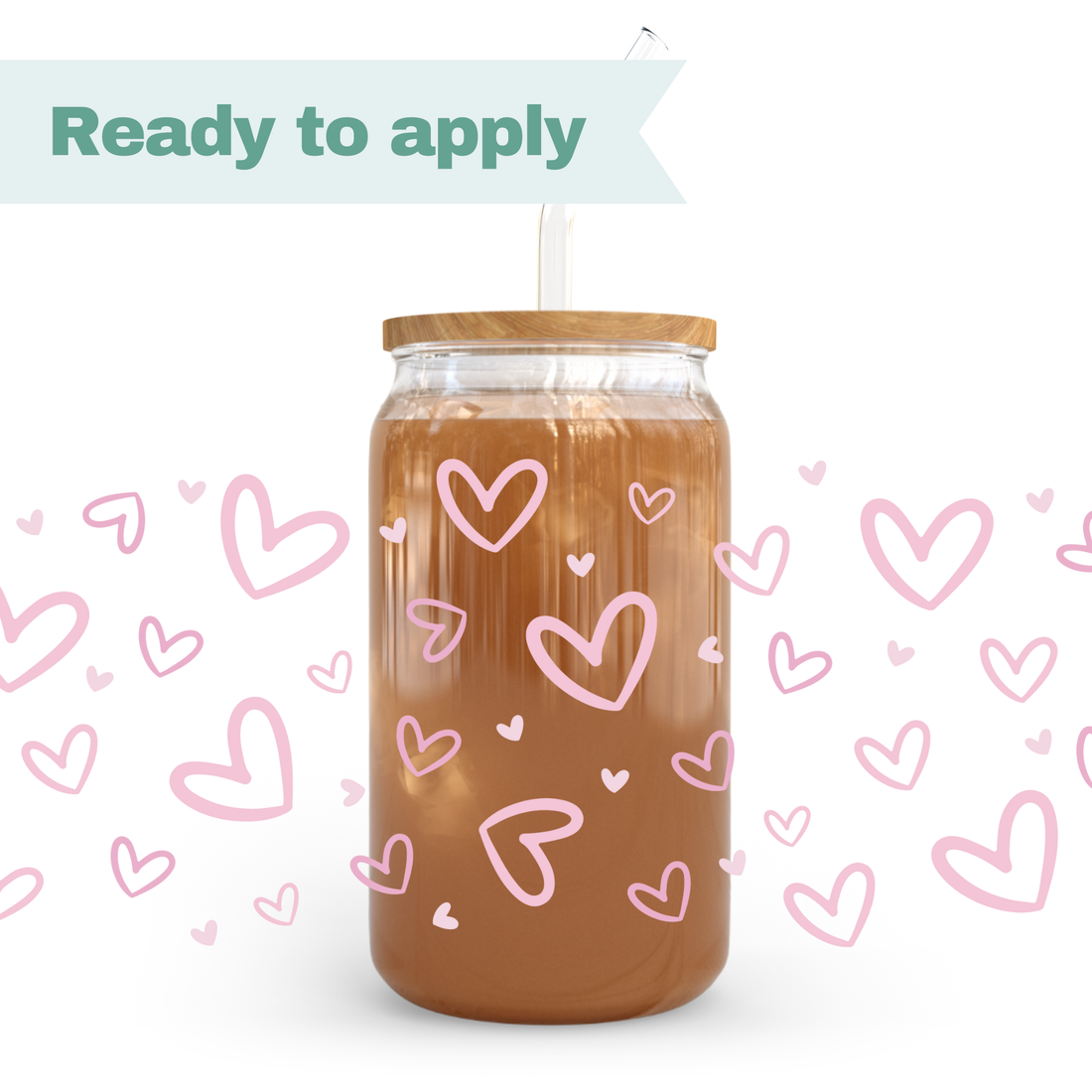 Doodle Hearts - 16oz UVDTF cup wrap