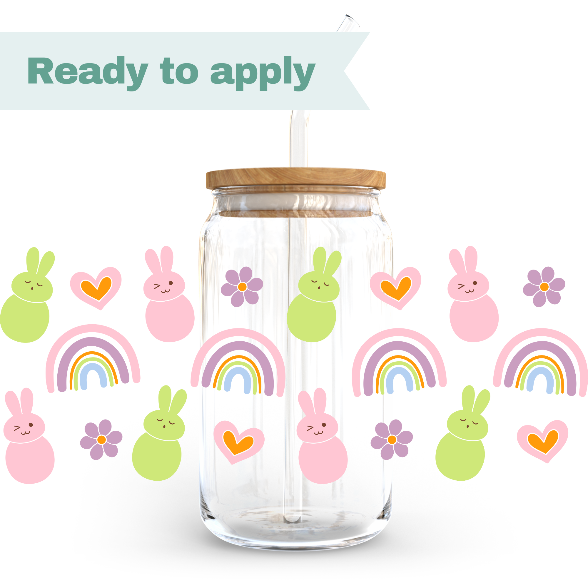 Easter Bunny Rainbows - 16oz UVDTF cup wrap
