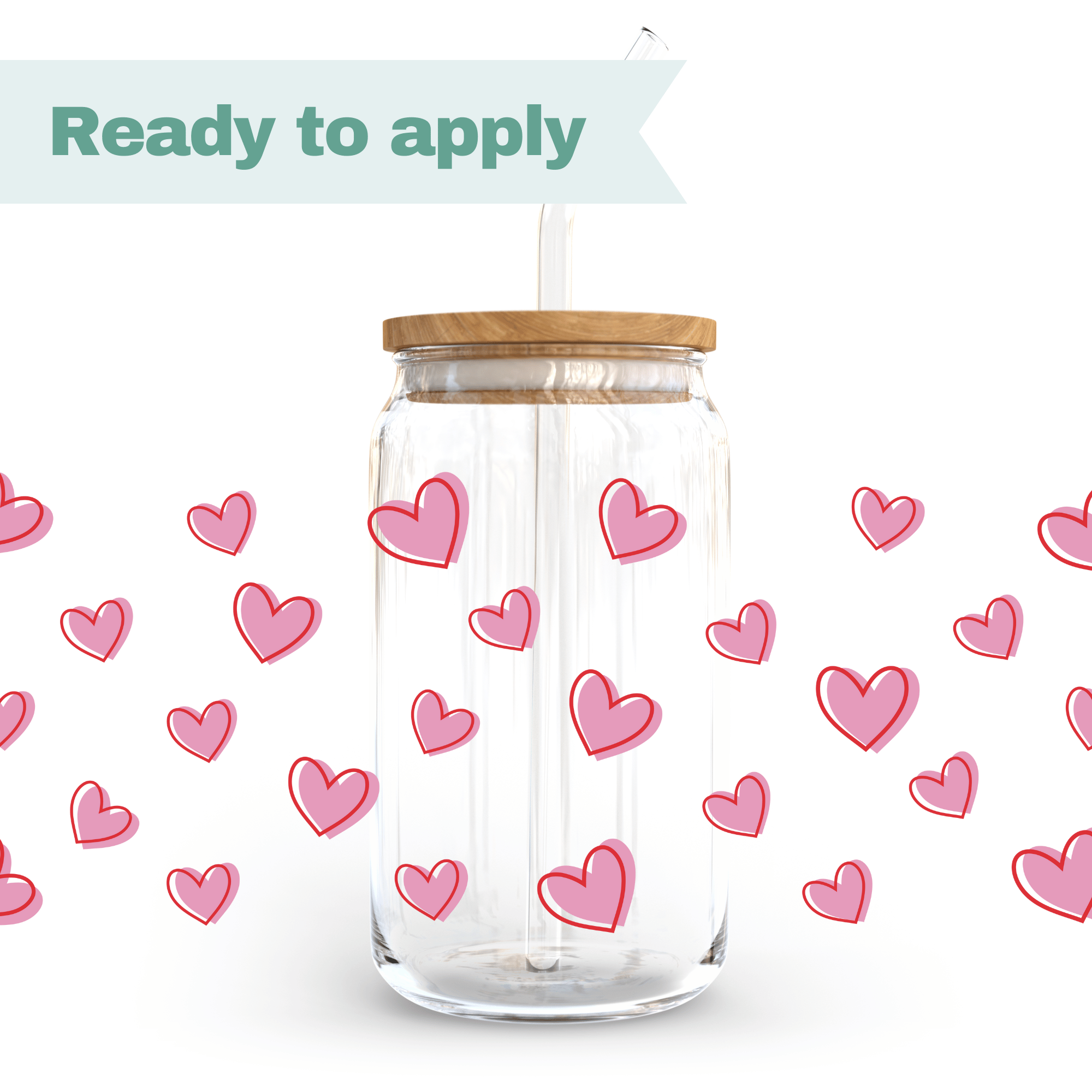 Pink hearts - 16oz UVDTF cup wrap