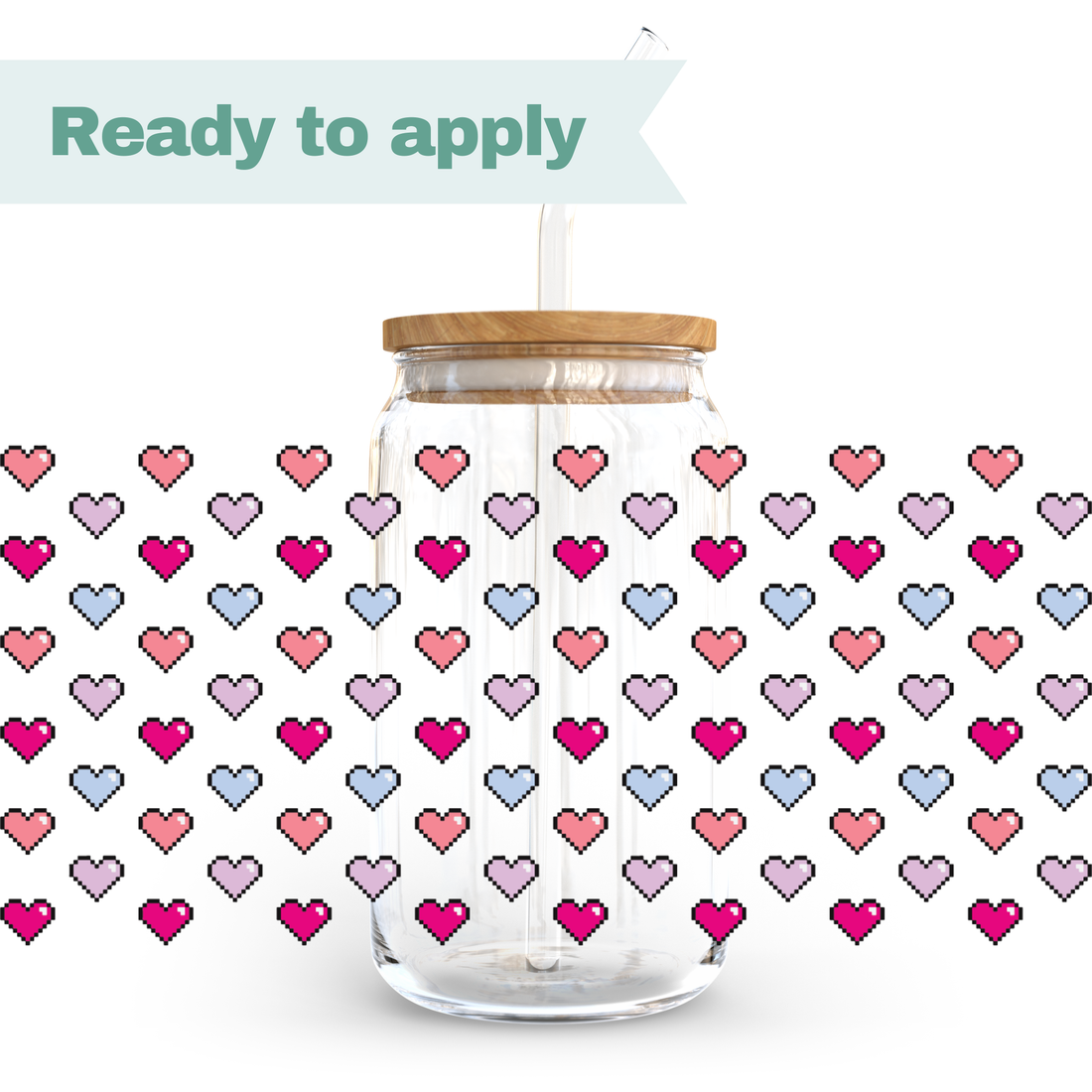 Pixel Hearts - 16oz UVDTF cup wrap