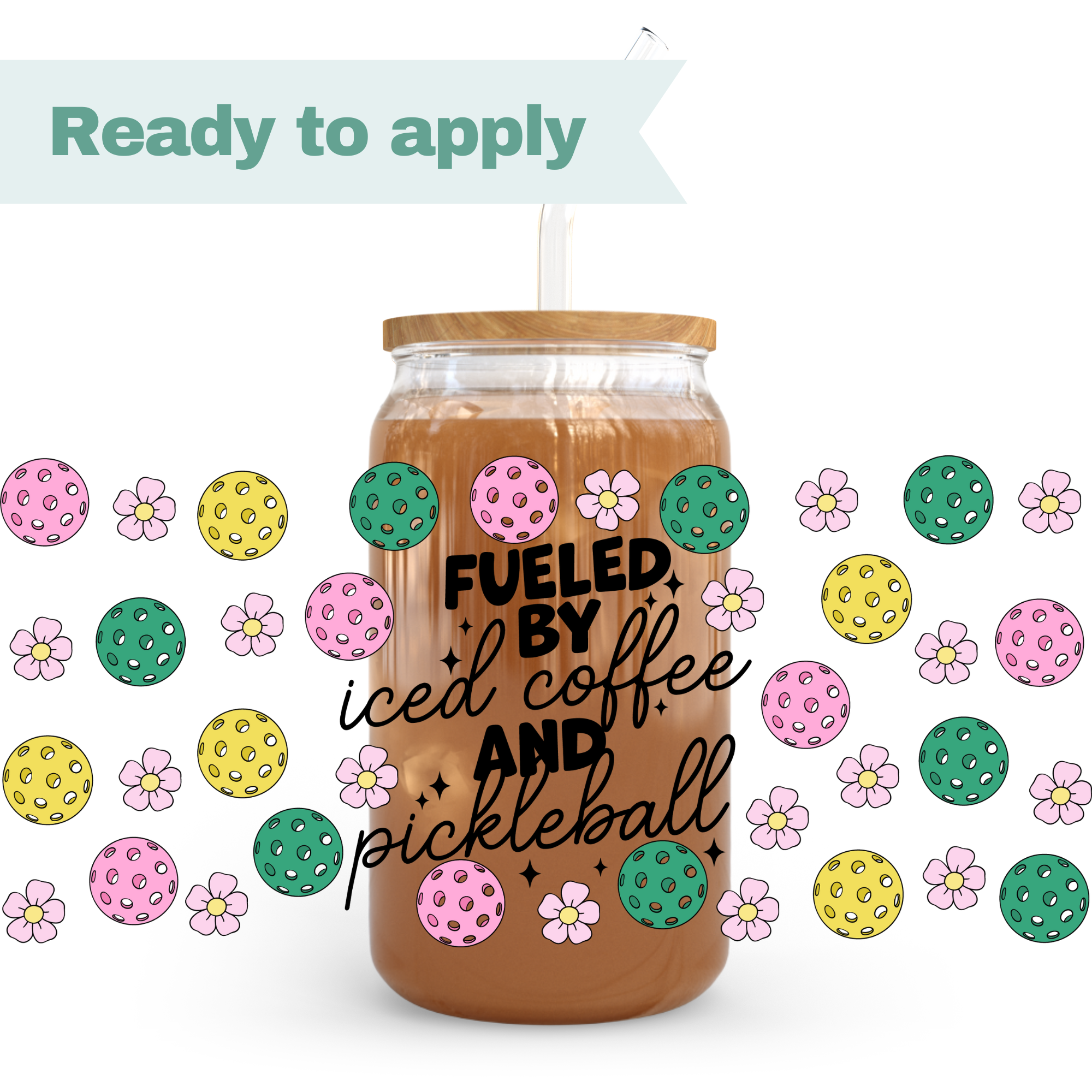 Pickleball (black text) - 16oz UVDTF cup wrap