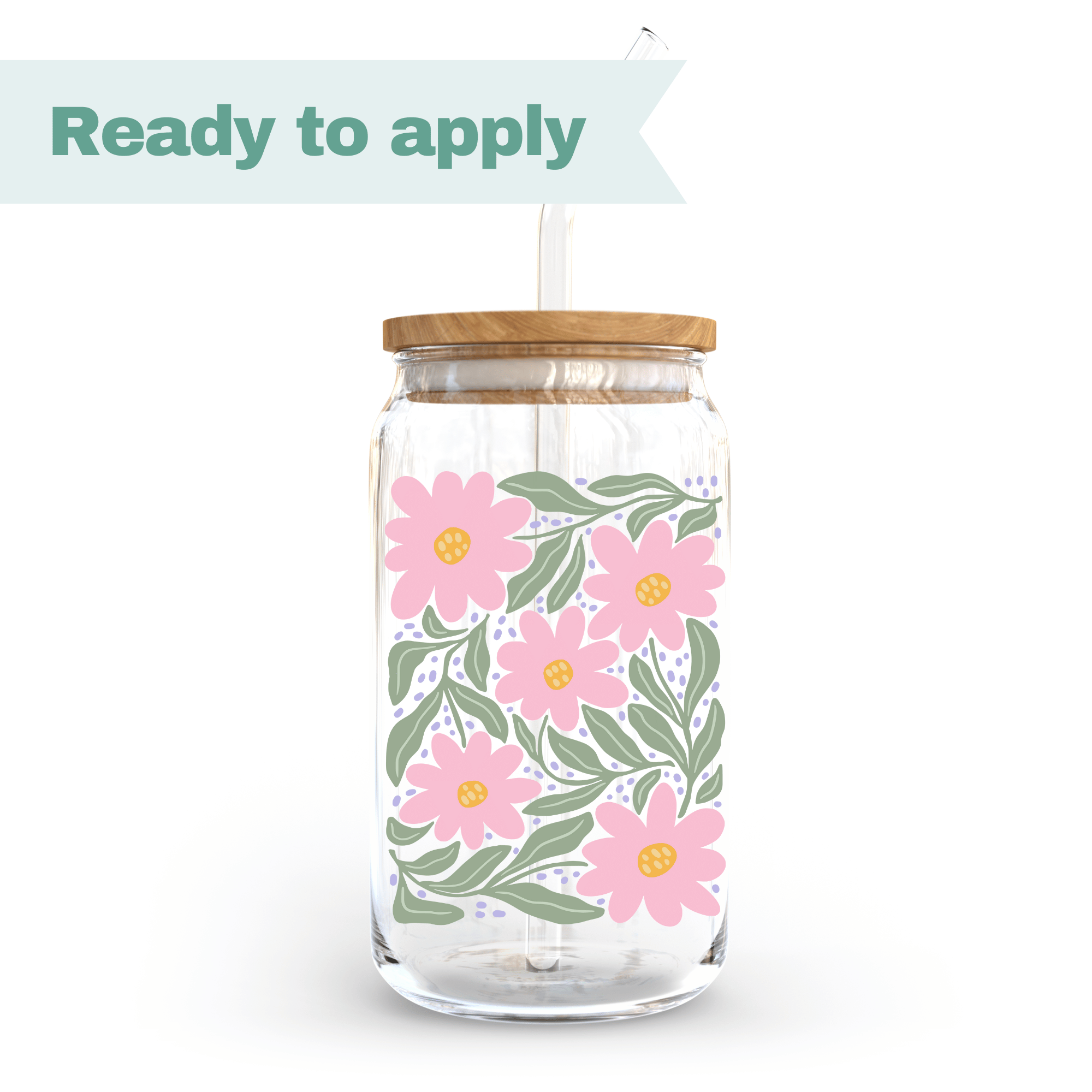 Pink Flower - 16oz UVDTF cup wrap