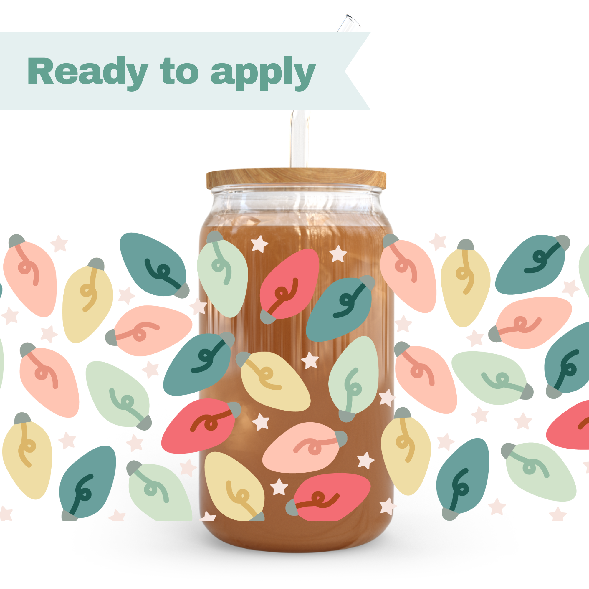 Christmas Lights - 16oz UVDTF cup wrap