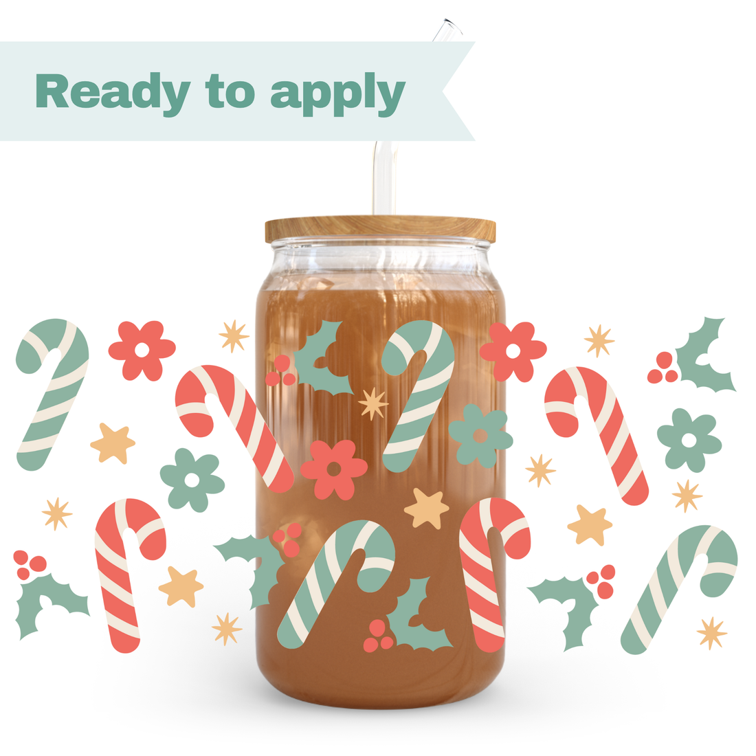 Christmas Candy Canes - 16oz UVDTF cup wrap