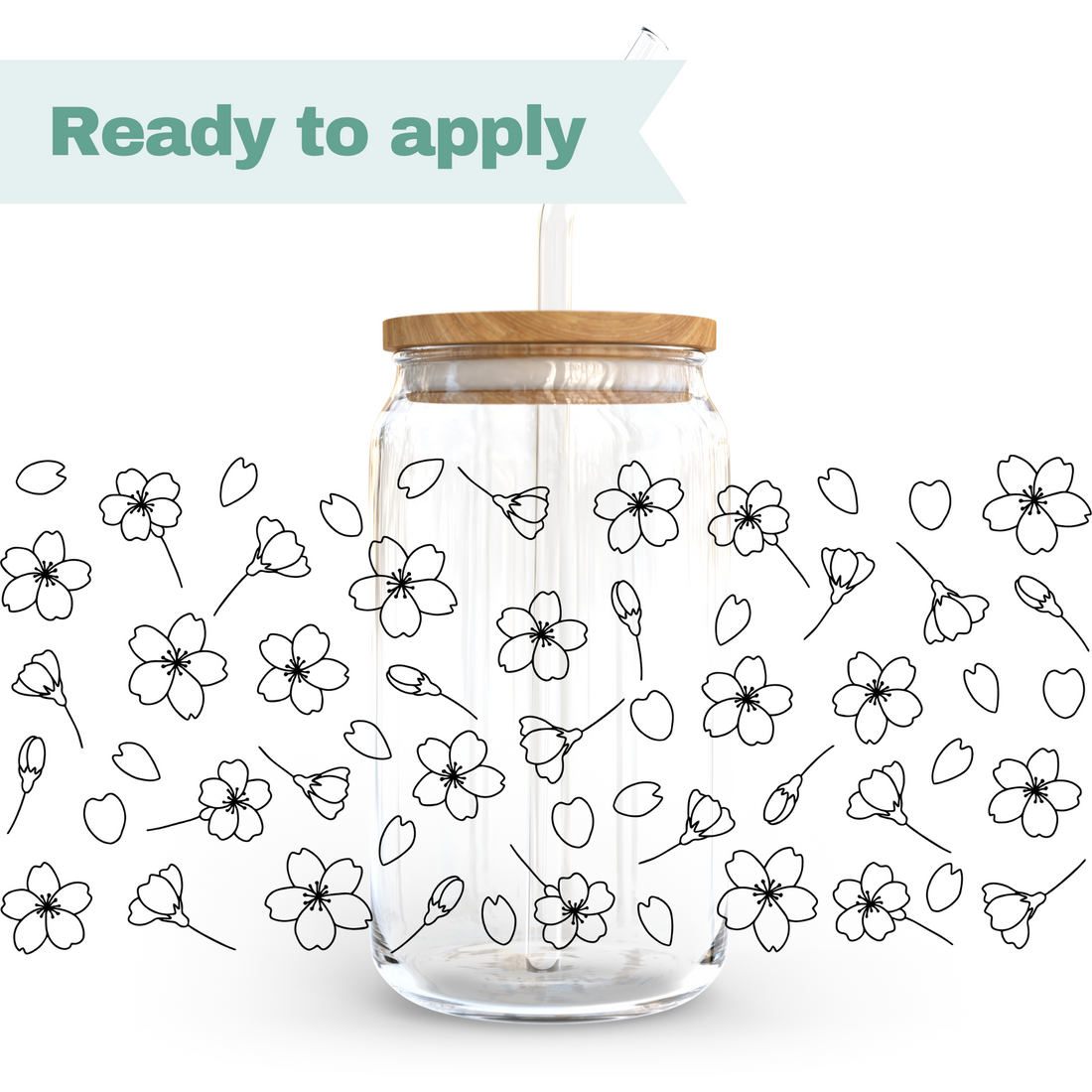 Cherry Blossom Outline - 16oz UVDTF cup wrap