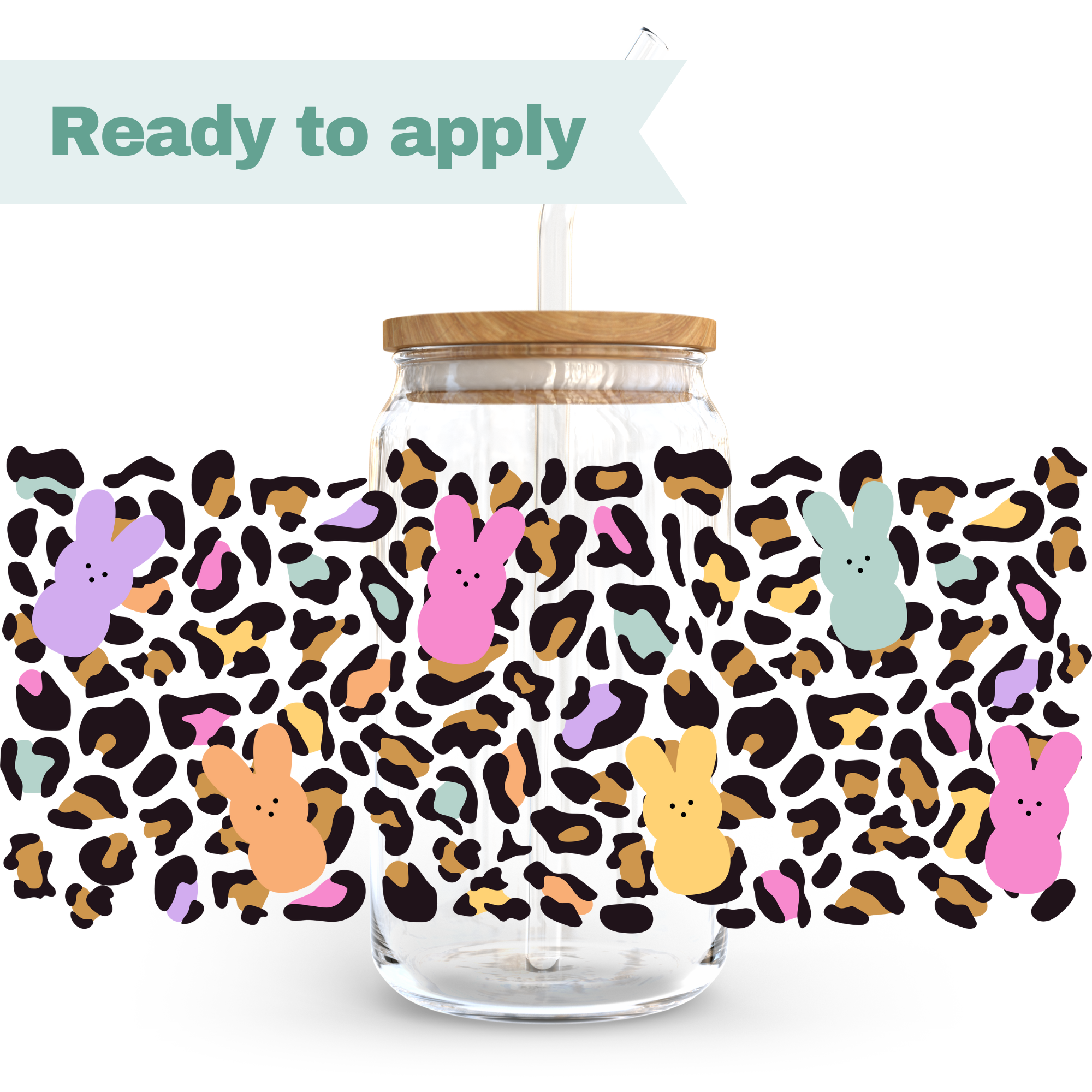 Easter Bunny Leopard - 16oz UVDTF cup wrap