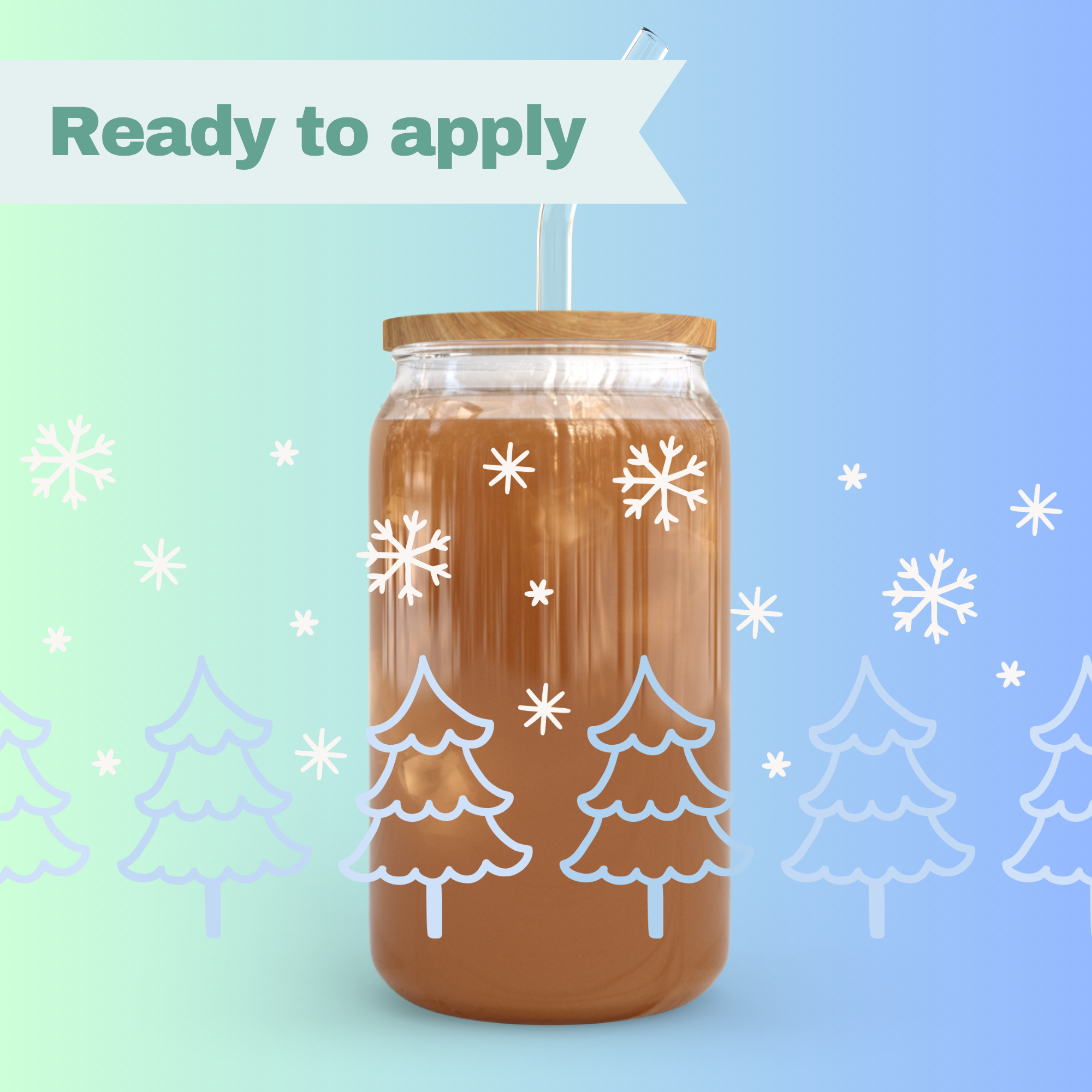 Christmas Trees and Snowflakes - 16oz UVDTF cup wrap