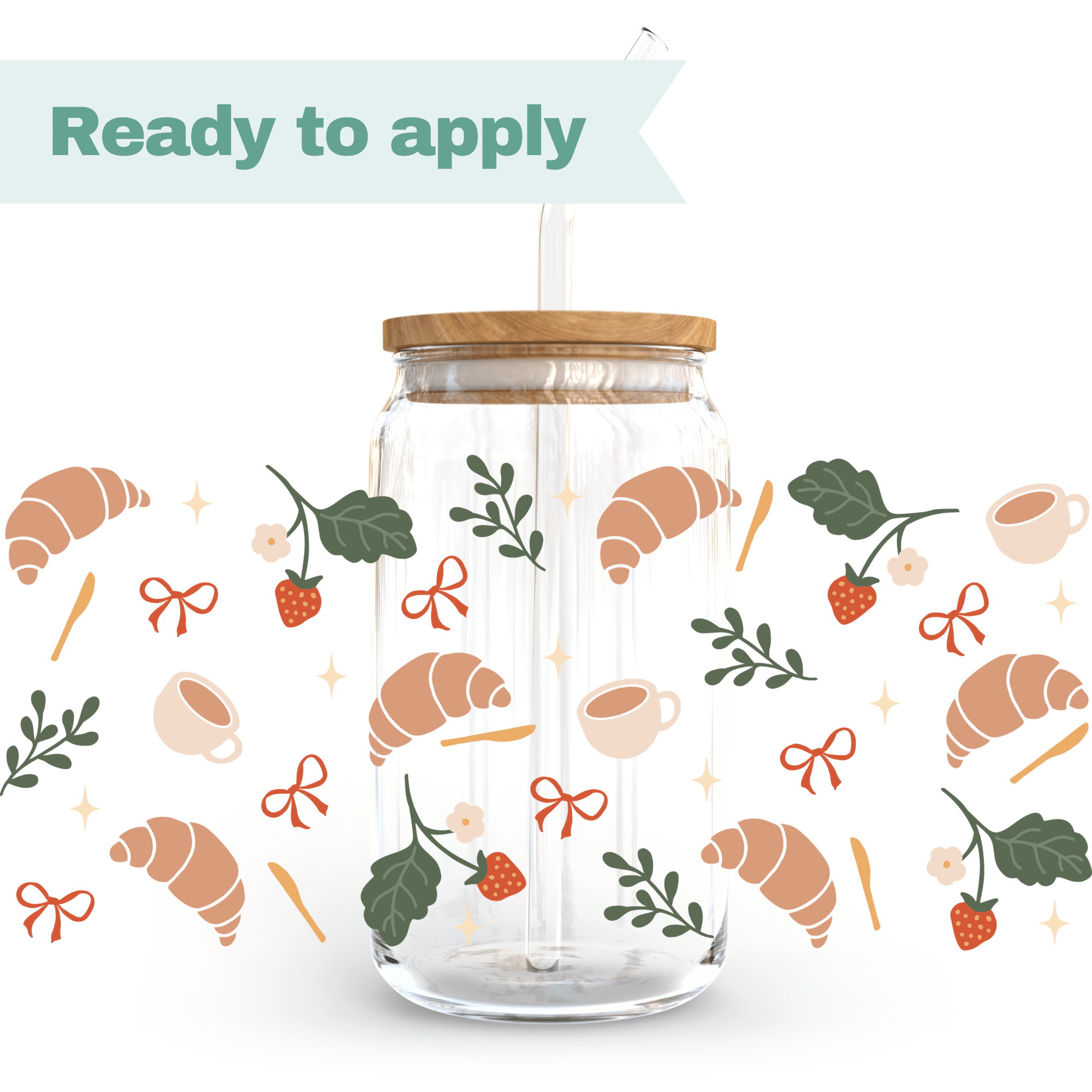 Croissant and Coffee - 16oz UVDTF cup wrap