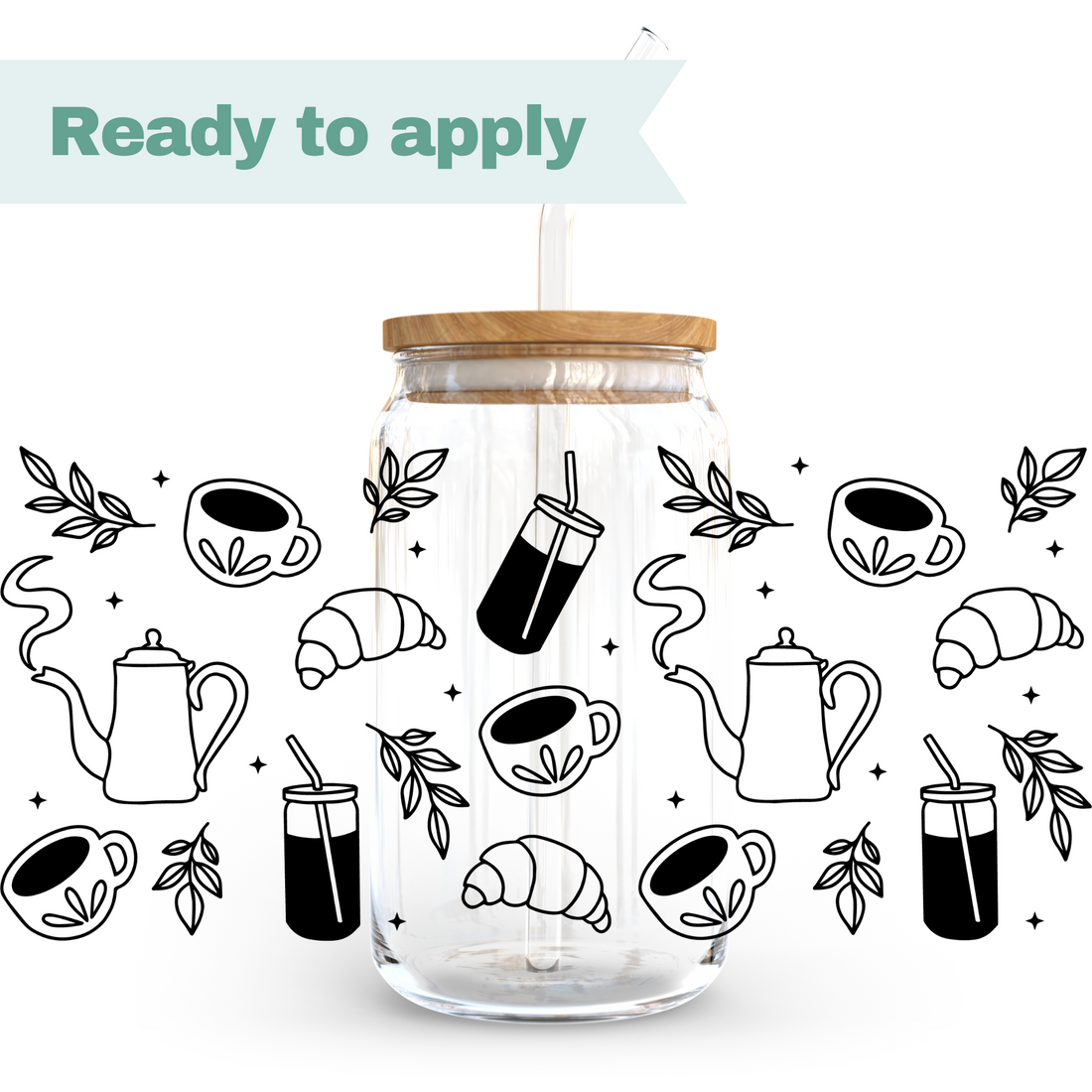 Coffee Time Outline - 16oz UVDTF cup wrap