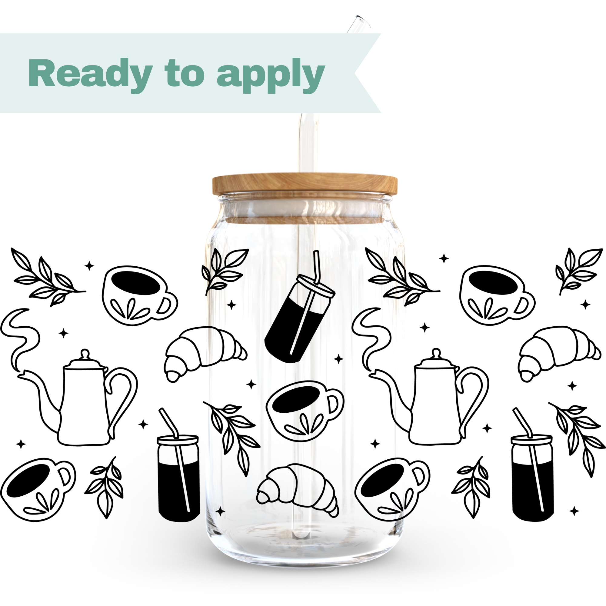 Coffee Time Outline - 16oz UVDTF cup wrap