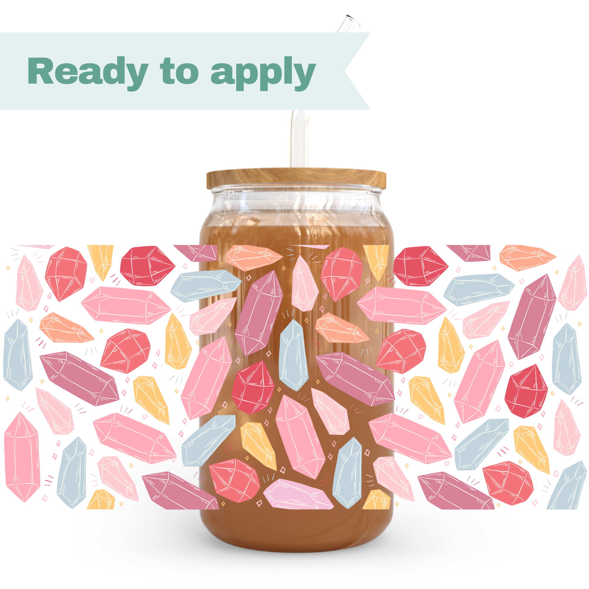 Colourful Crystals - 16oz UVDTF cup wrap