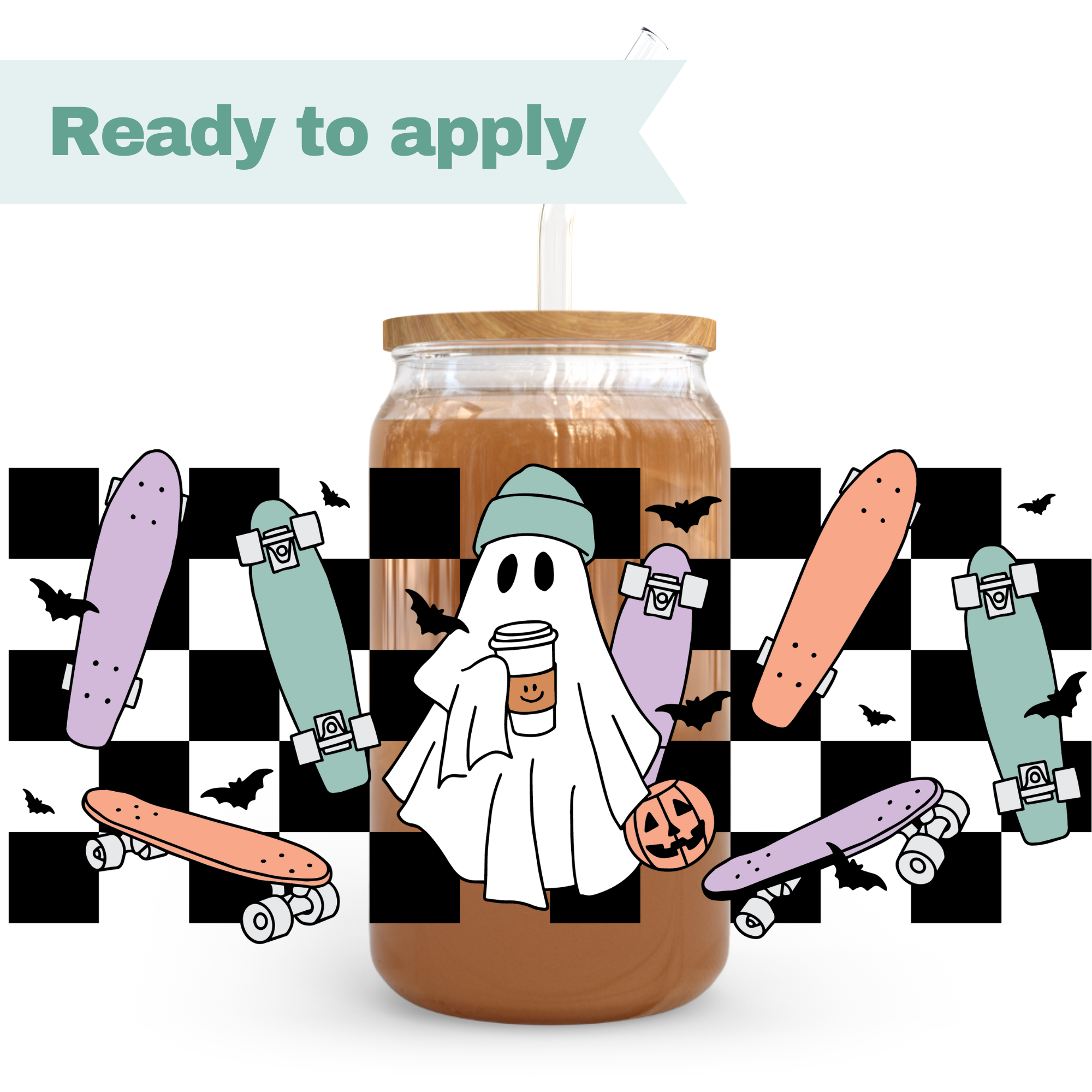 Skater Ghost - 16oz UVDTF cup wrap