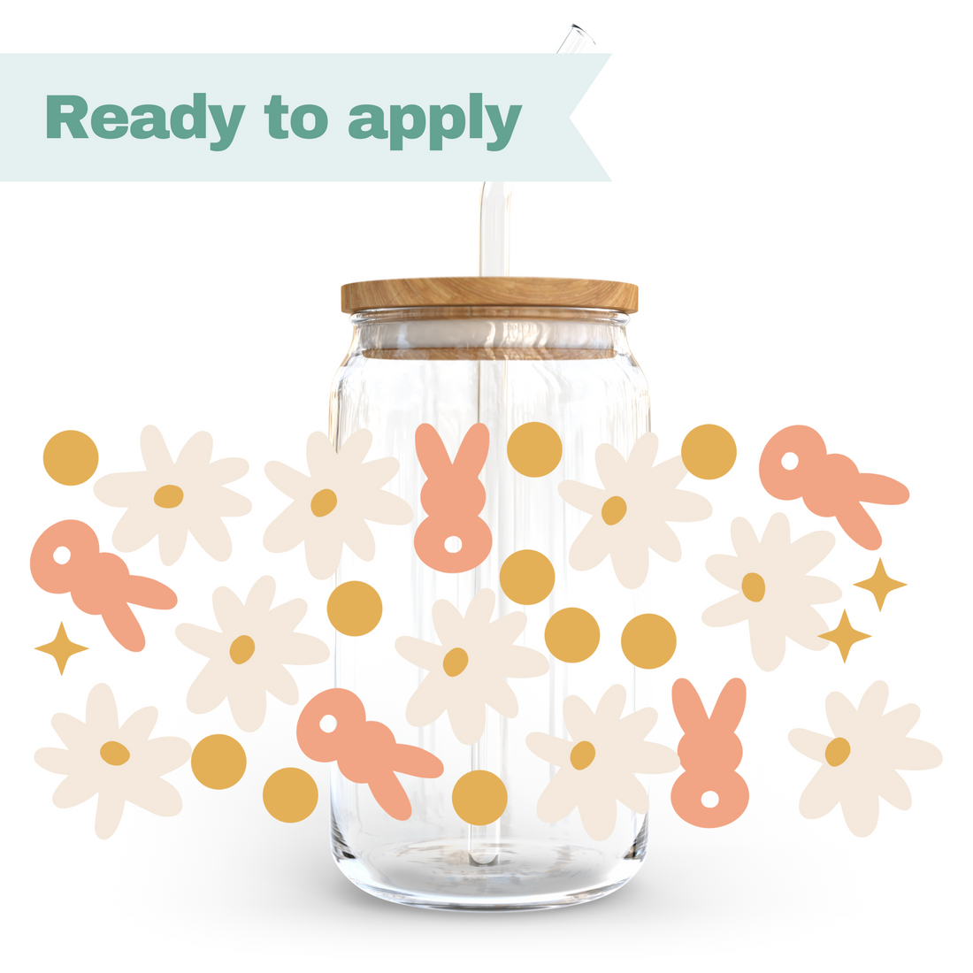 Easter Bunny Daisies - 16oz UVDTF cup wrap