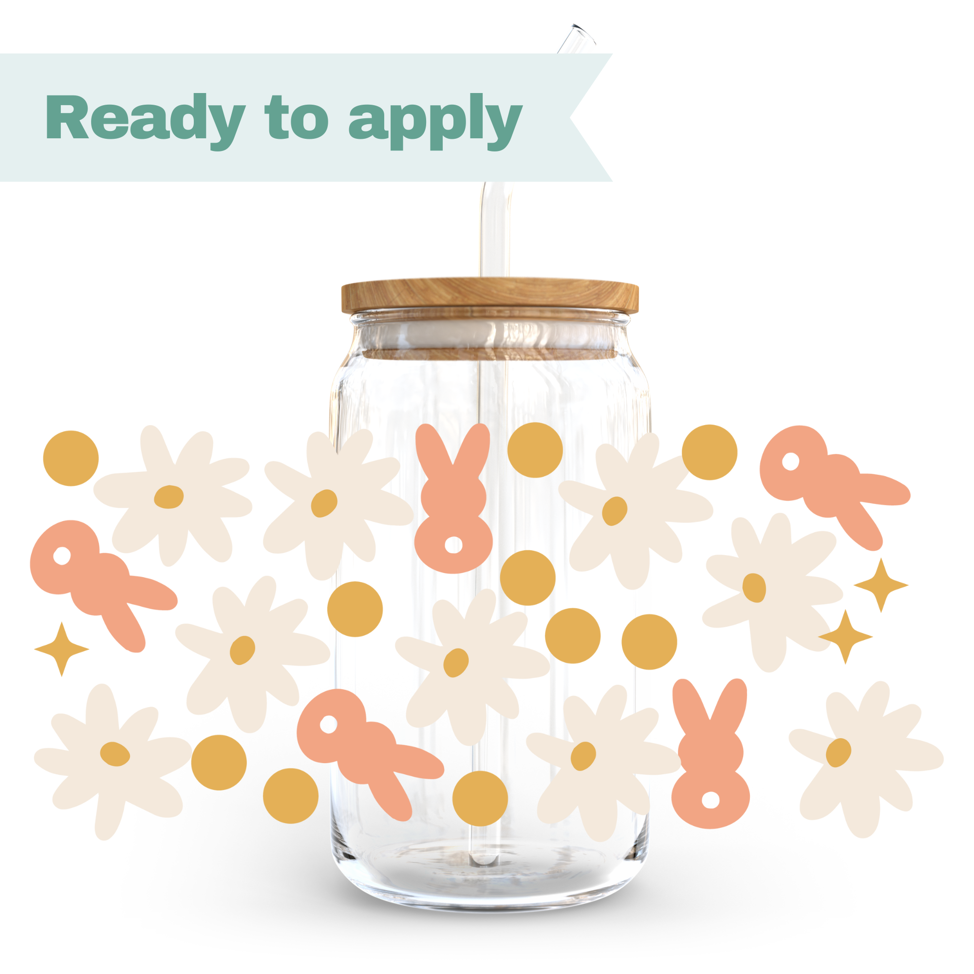 Easter Bunny Daisies - 16oz UVDTF cup wrap