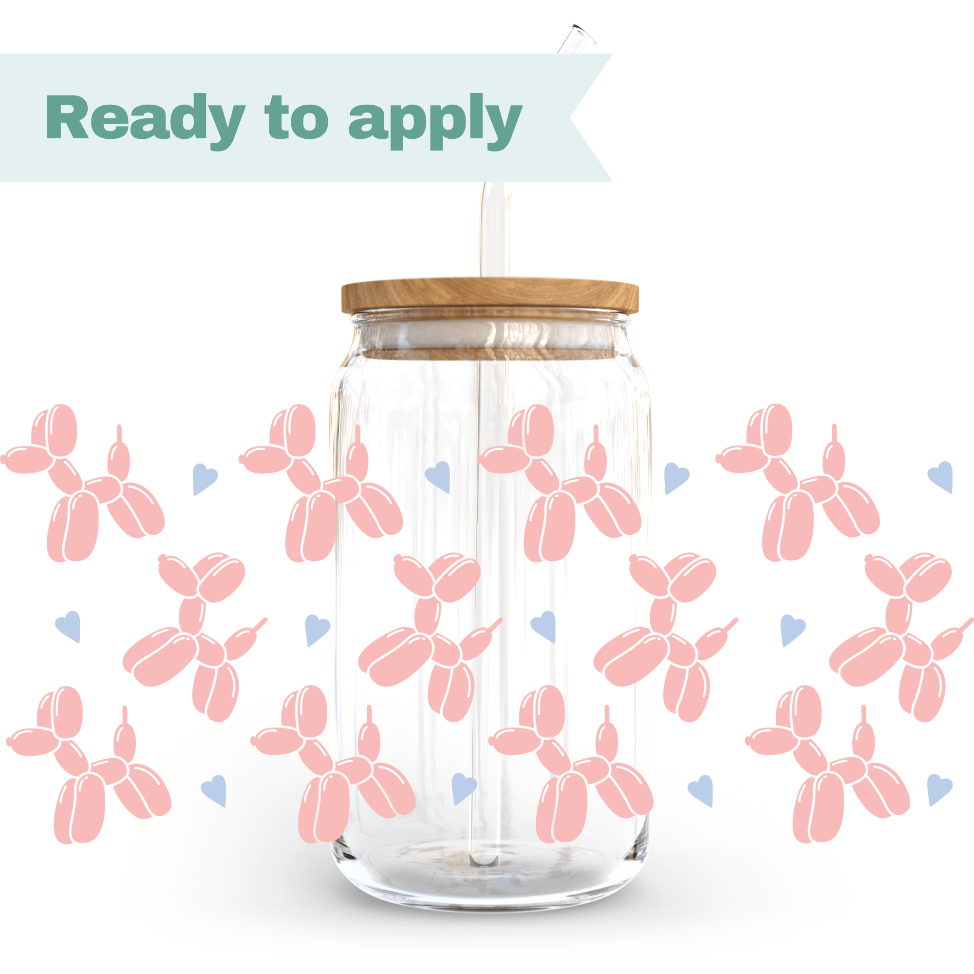 Pink Balloon Pups - 16oz UVDTF cup wrap