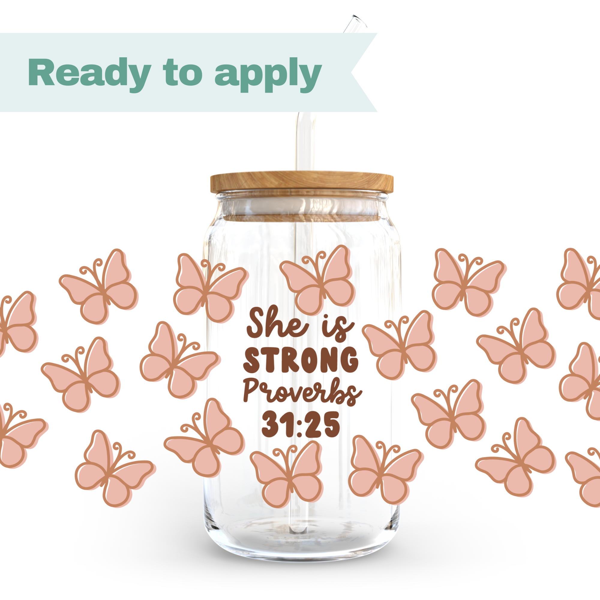Christian She is Strong - 16oz UVDTF cup wrap